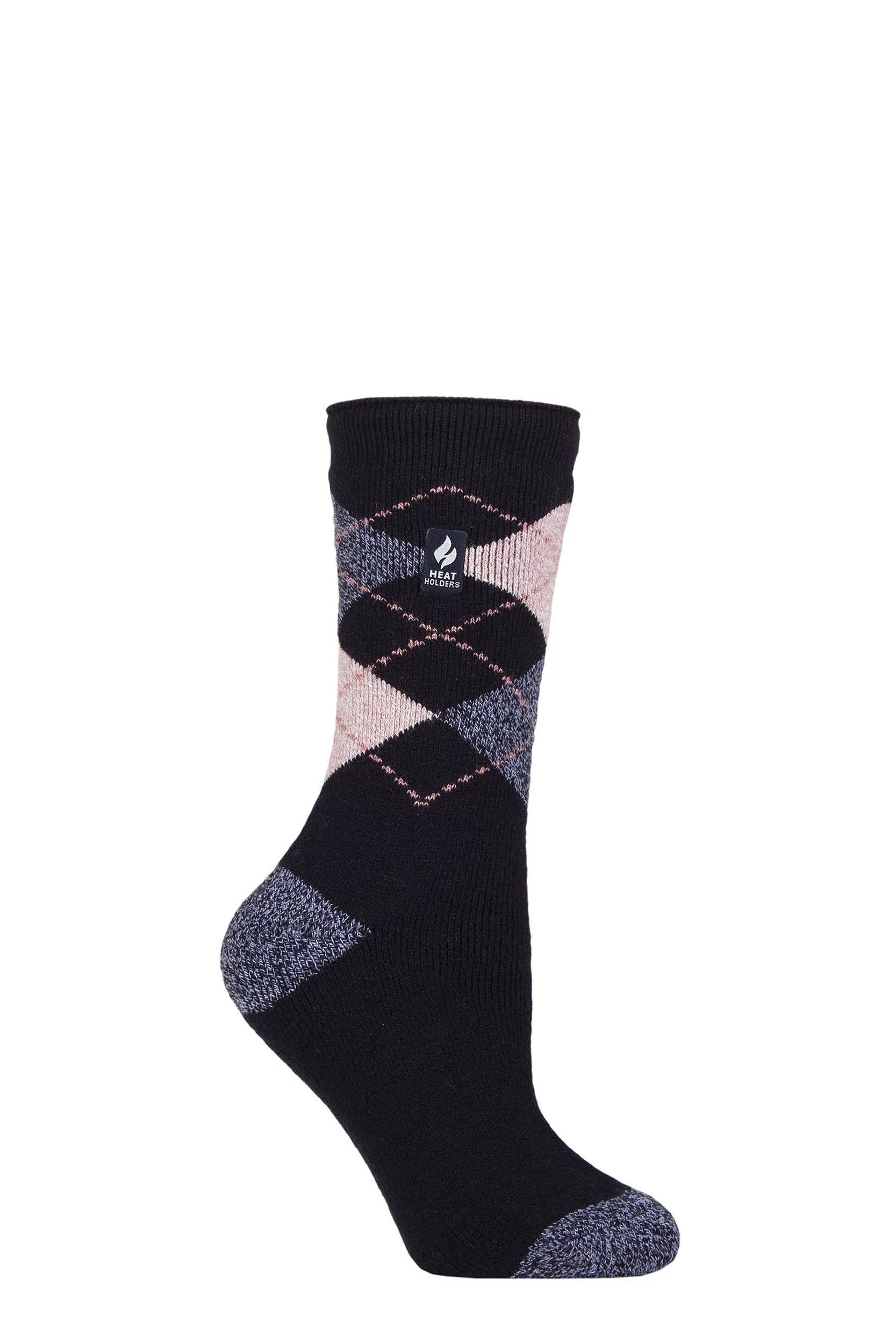 Women's 1 Pair SOCKSHOP Heat Holders 1.6 TOG Lite Patterned and Striped Socks Cali Navy / Orchid 4
