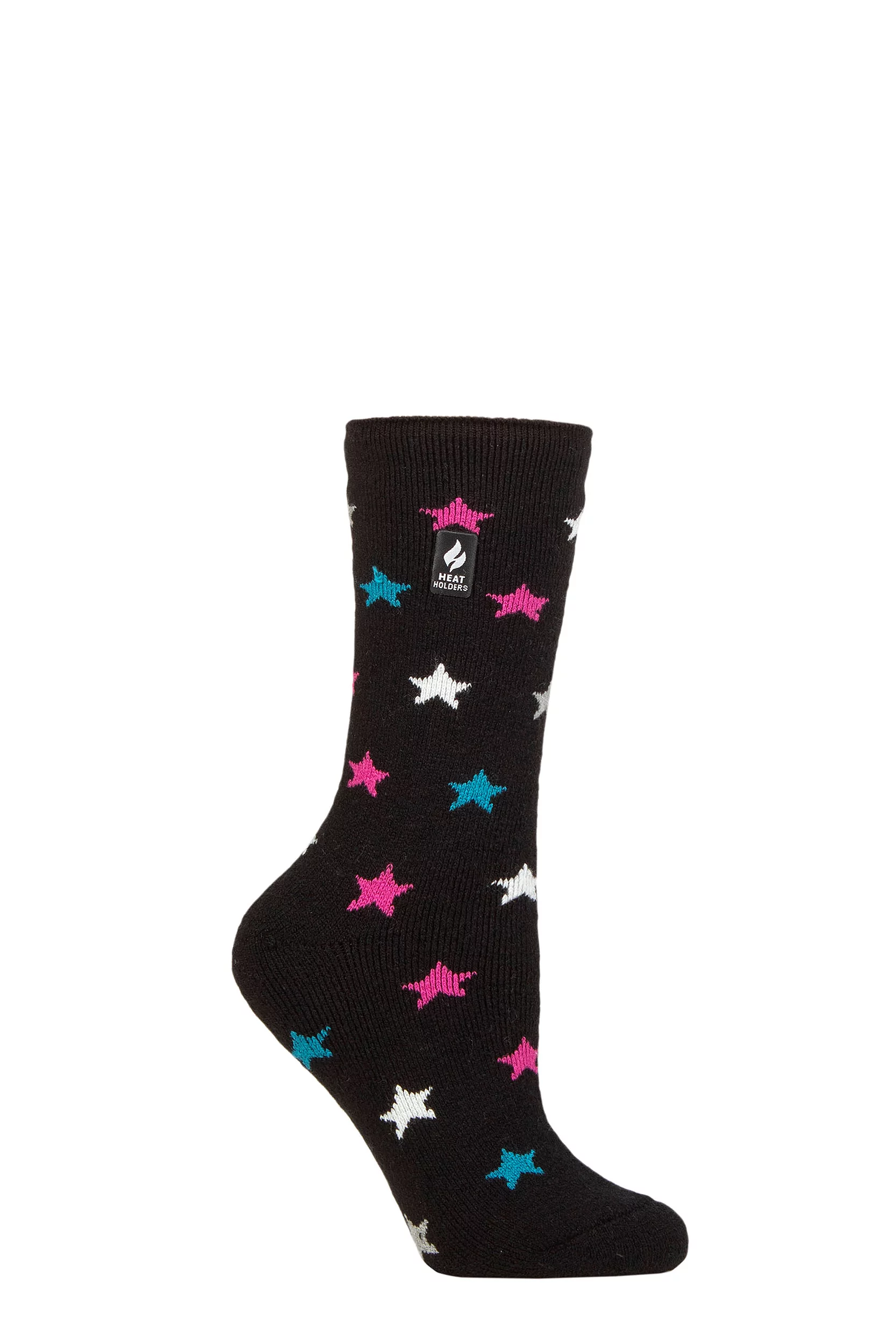 Women's 1 Pair SOCKSHOP Heat Holders 1.6 TOG Lite Patterned and Striped Socks Innsbruck Stars Black 4