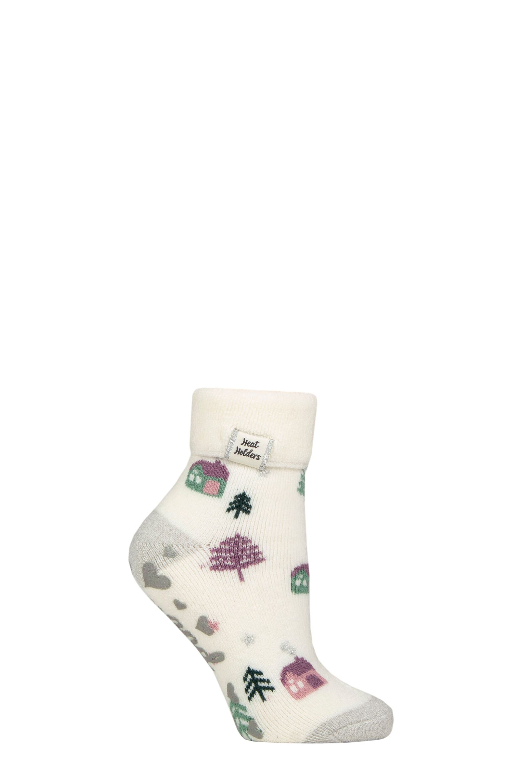 Women's 1 Pair SOCKSHOP Heat Holders Turn Over Cuff Lite Lounge Socks Cosy Cabin 4-8