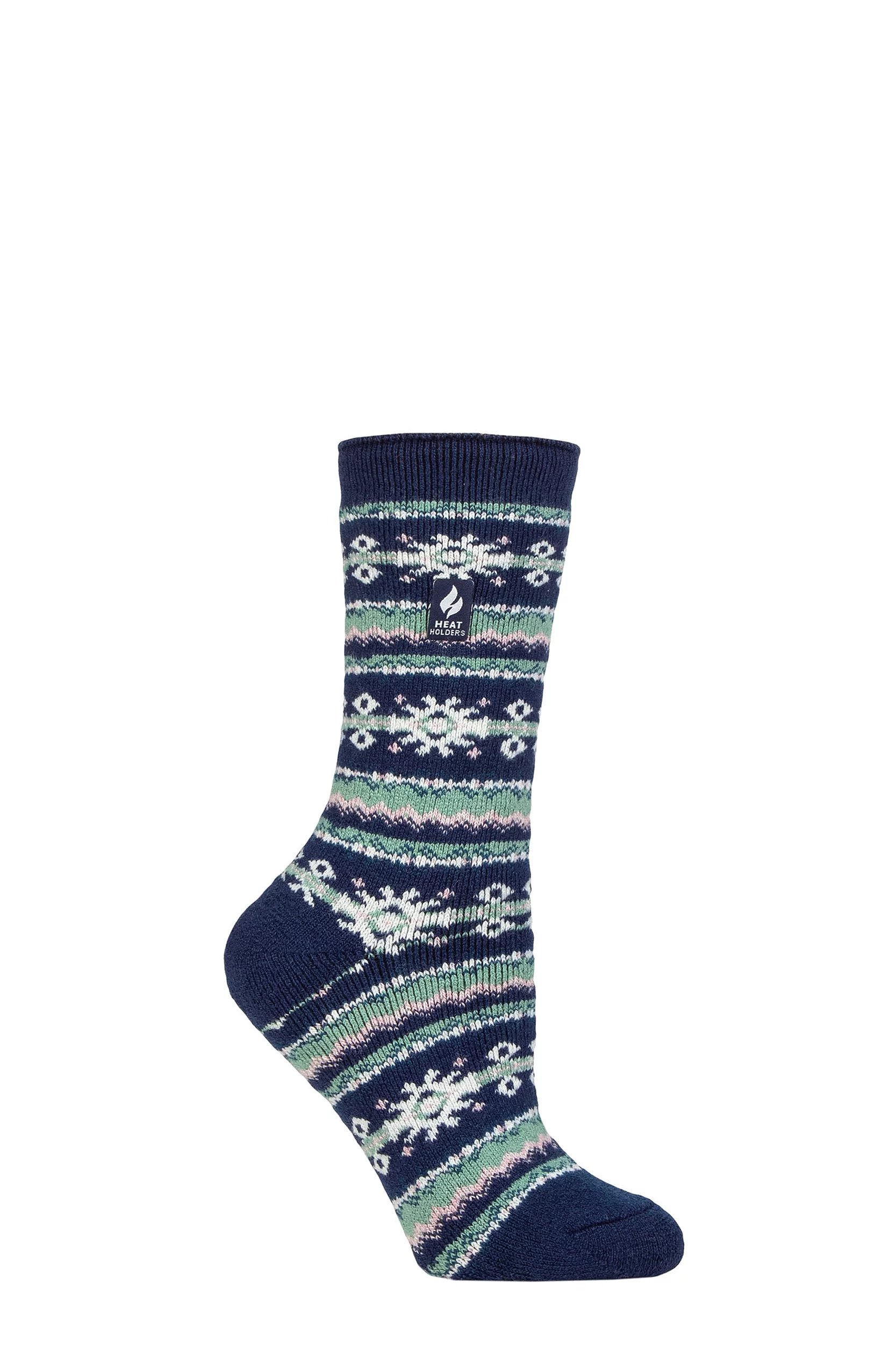 Women's 1 Pair SOCKSHOP Heat Holders Nordic Soul Warming Thermal Socks Nordic Indigo/Rose Blush 4