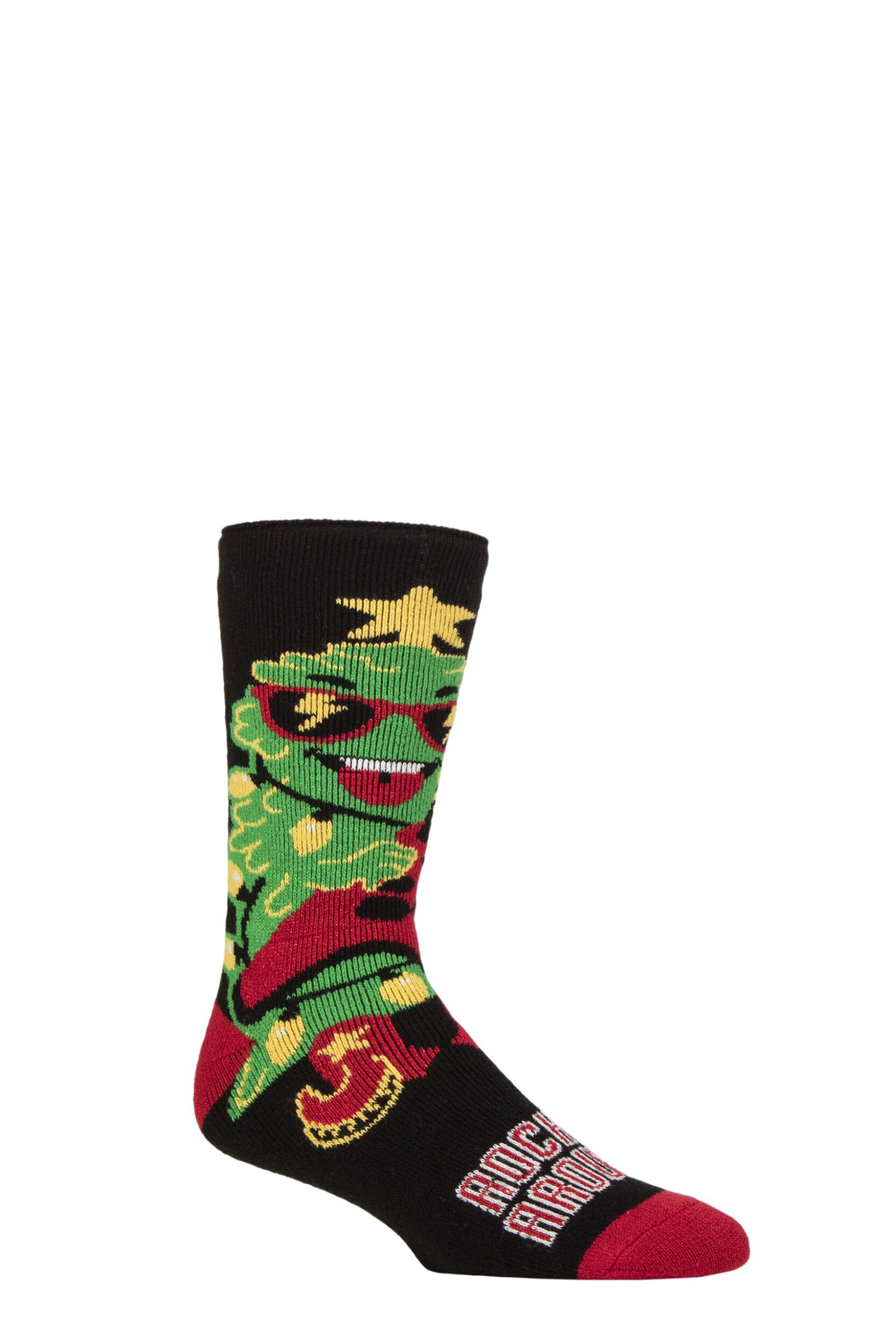 Mens 1 Pair SOCKSHOP Heat Holders 1.6 TOG Lite Christmas Socks Rockin Around 6-11