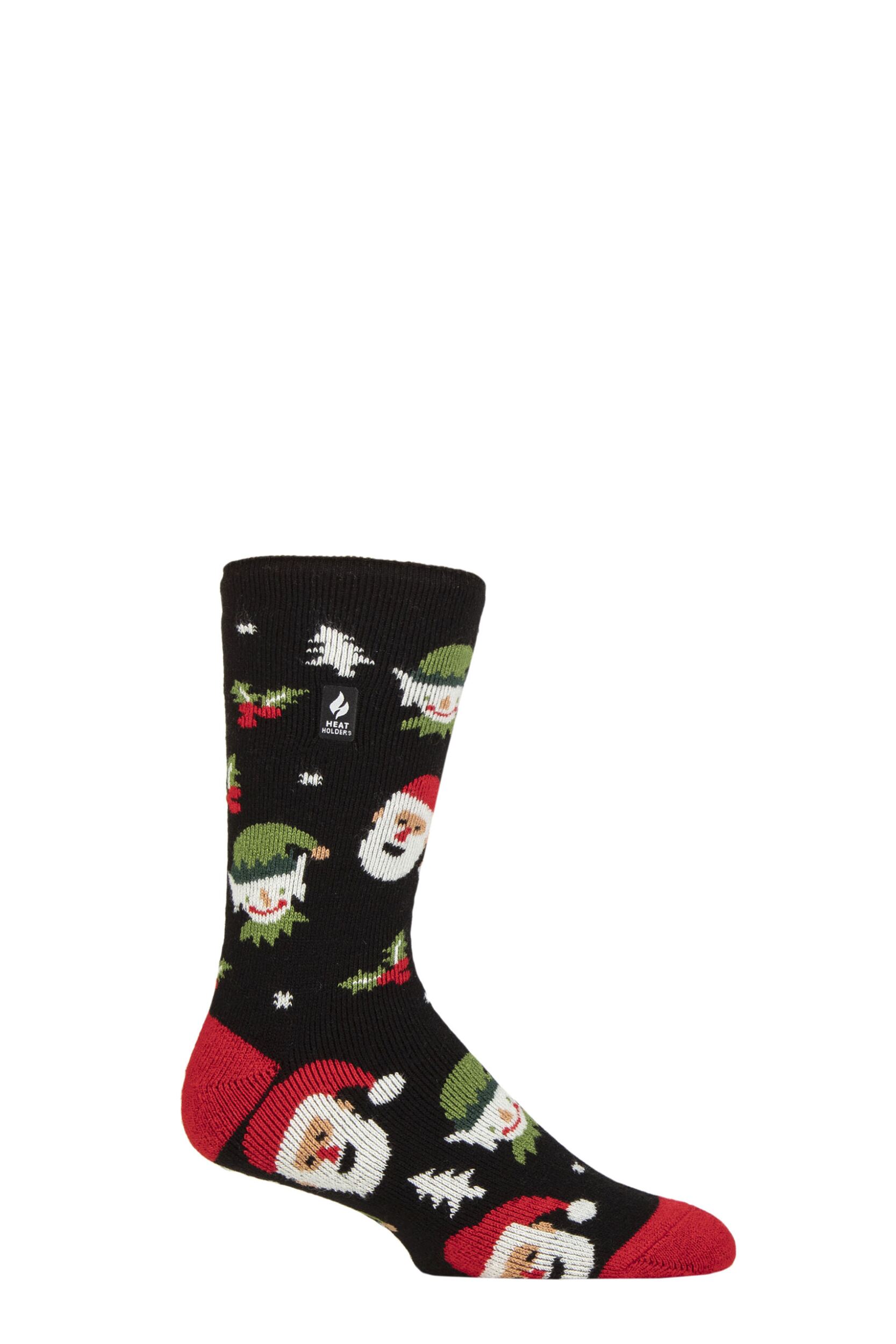 Mens 1 Pair SOCKSHOP Heat Holders 1.6 TOG Lite Christmas Socks Santa / Elf 6-11