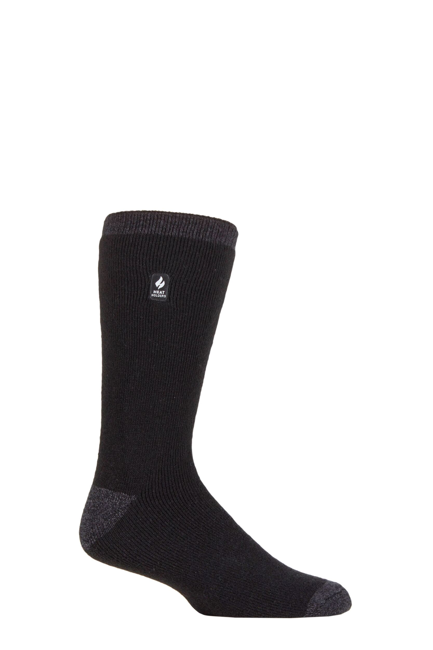 Mens 1 Pair SOCKSHOP Heat Holders 1.6 TOG Lite Striped, Patterned & Argyle Socks Amsterdam Heel & Toe Black 6-11 Mens