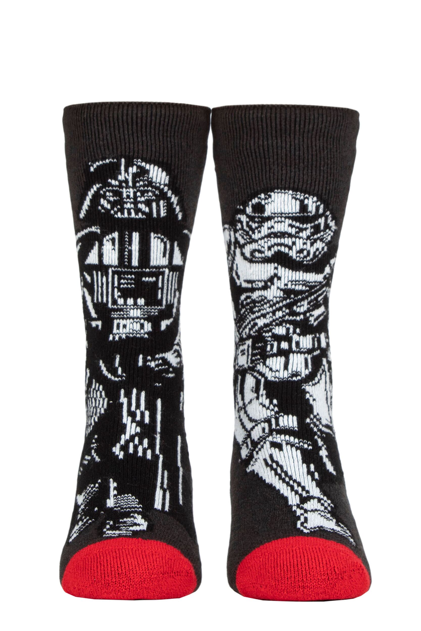 Mens 1 Pair SOCKSHOP Heat Holders Disney Star Wars 1.6 TOG Lite Darth Vader and Storm Trooper Thermal Socks Black 6-11