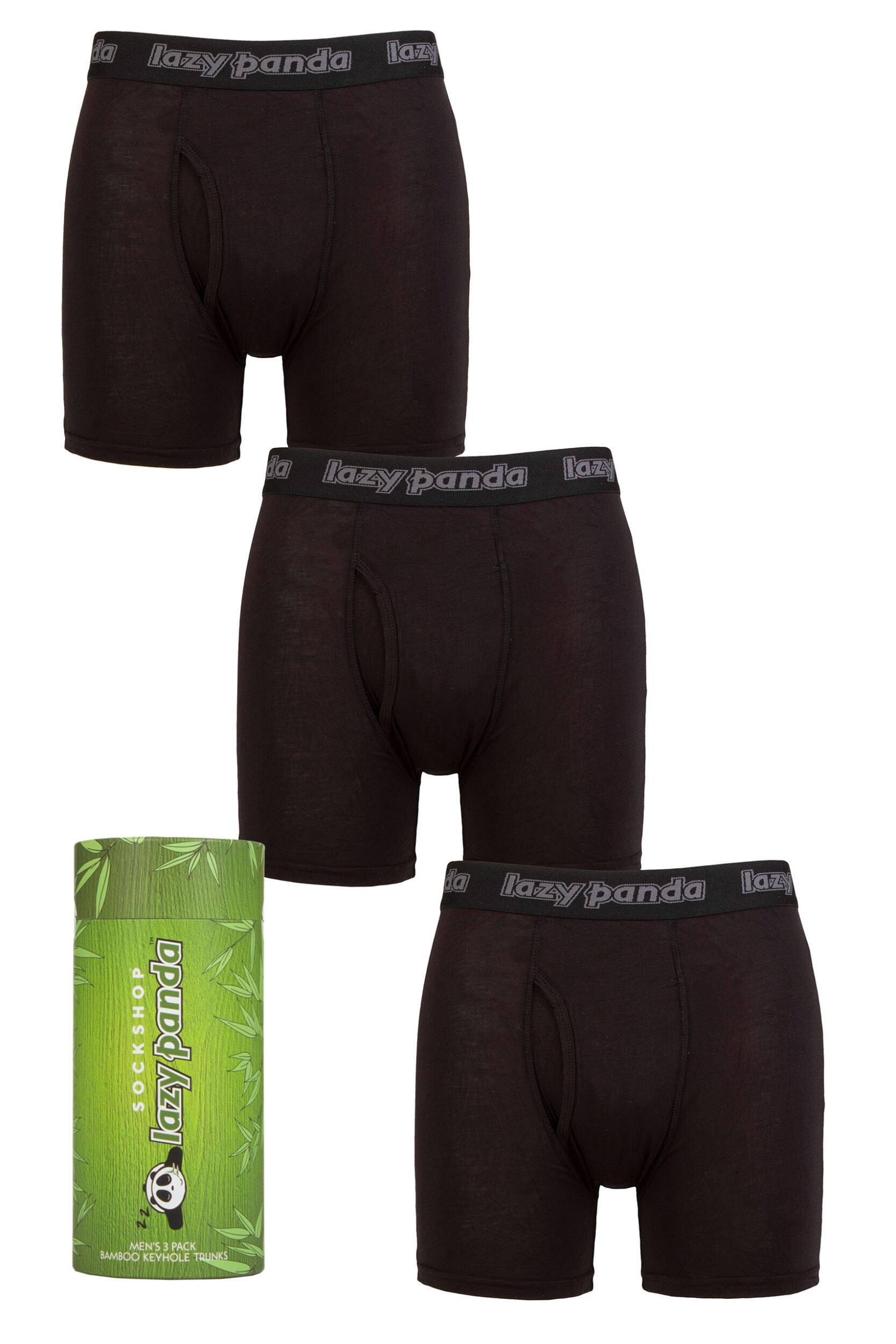 3 Pack Black Bamboo Boxer Shorts Men's Large - Lazy Panda