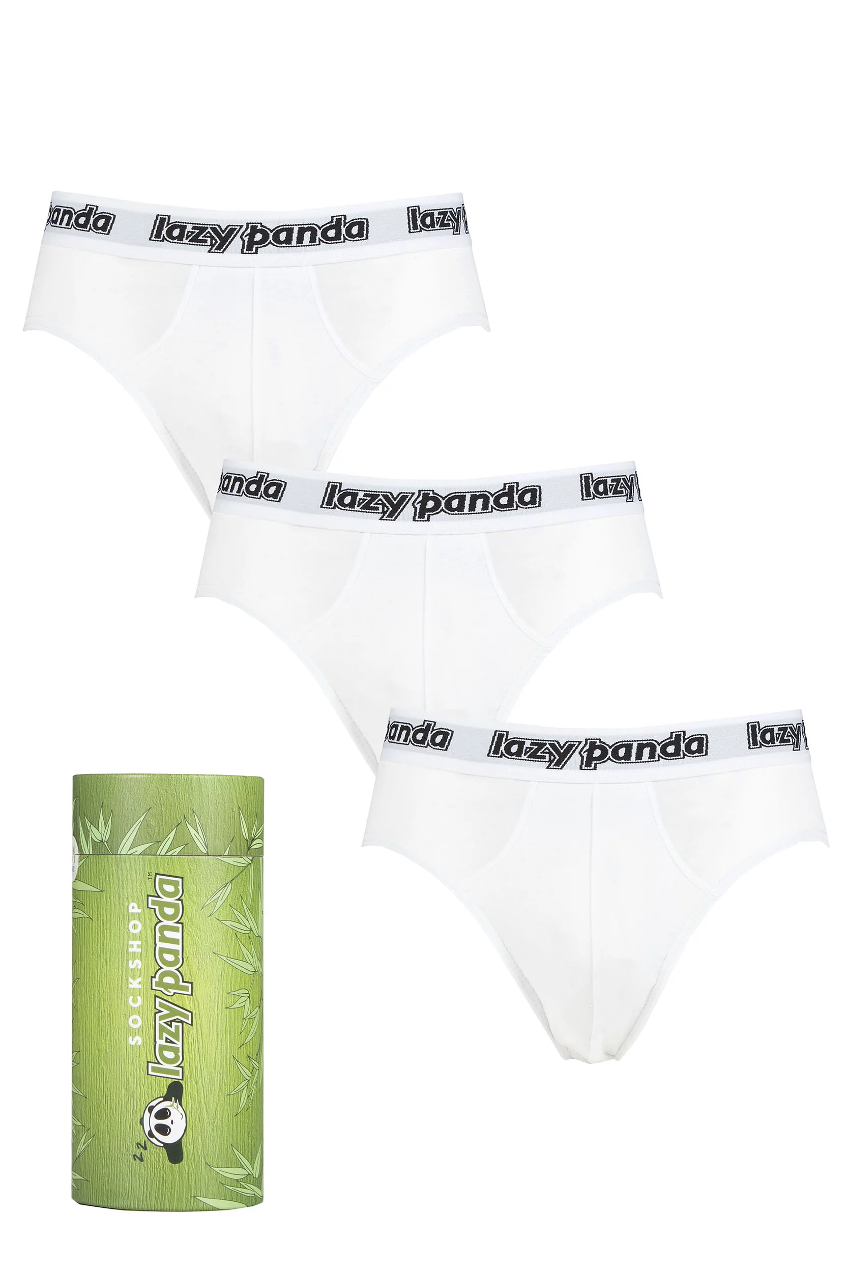 Mens 3 Pack SOCKSHOP Lazy Panda Bamboo Briefs White Large