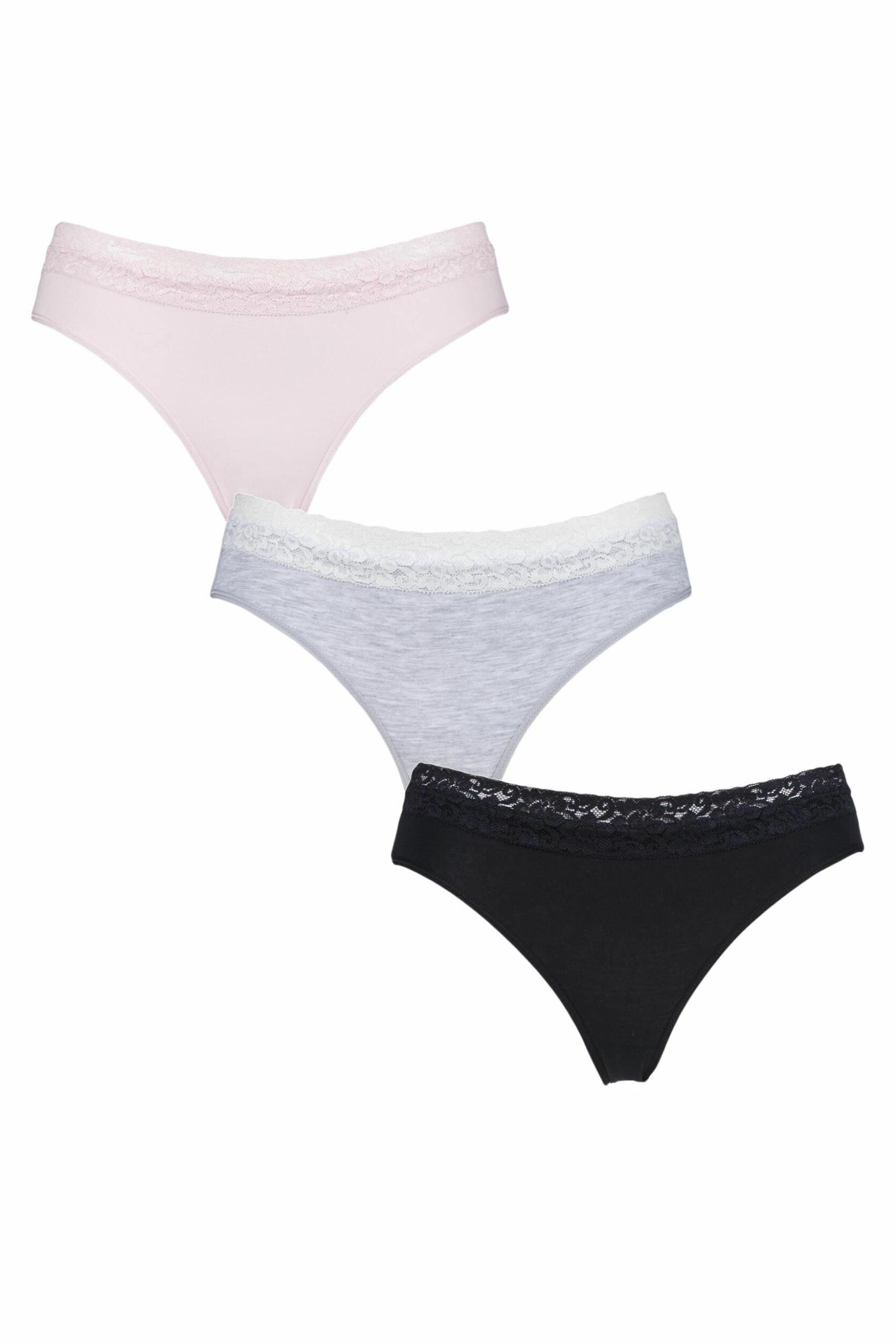 Women’s 3 Pair SOCKSHOP Lazy Panda Bamboo Briefs Black / Grey / Pink