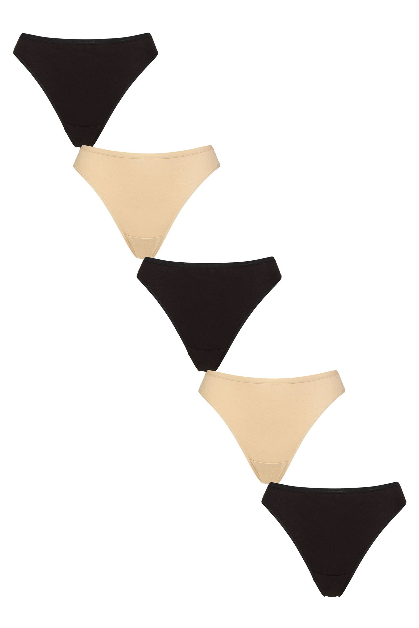 Image of Women's 5 Pair SOCKSHOP Lazy Panda Bamboo Thongs Black / Nude UK 8