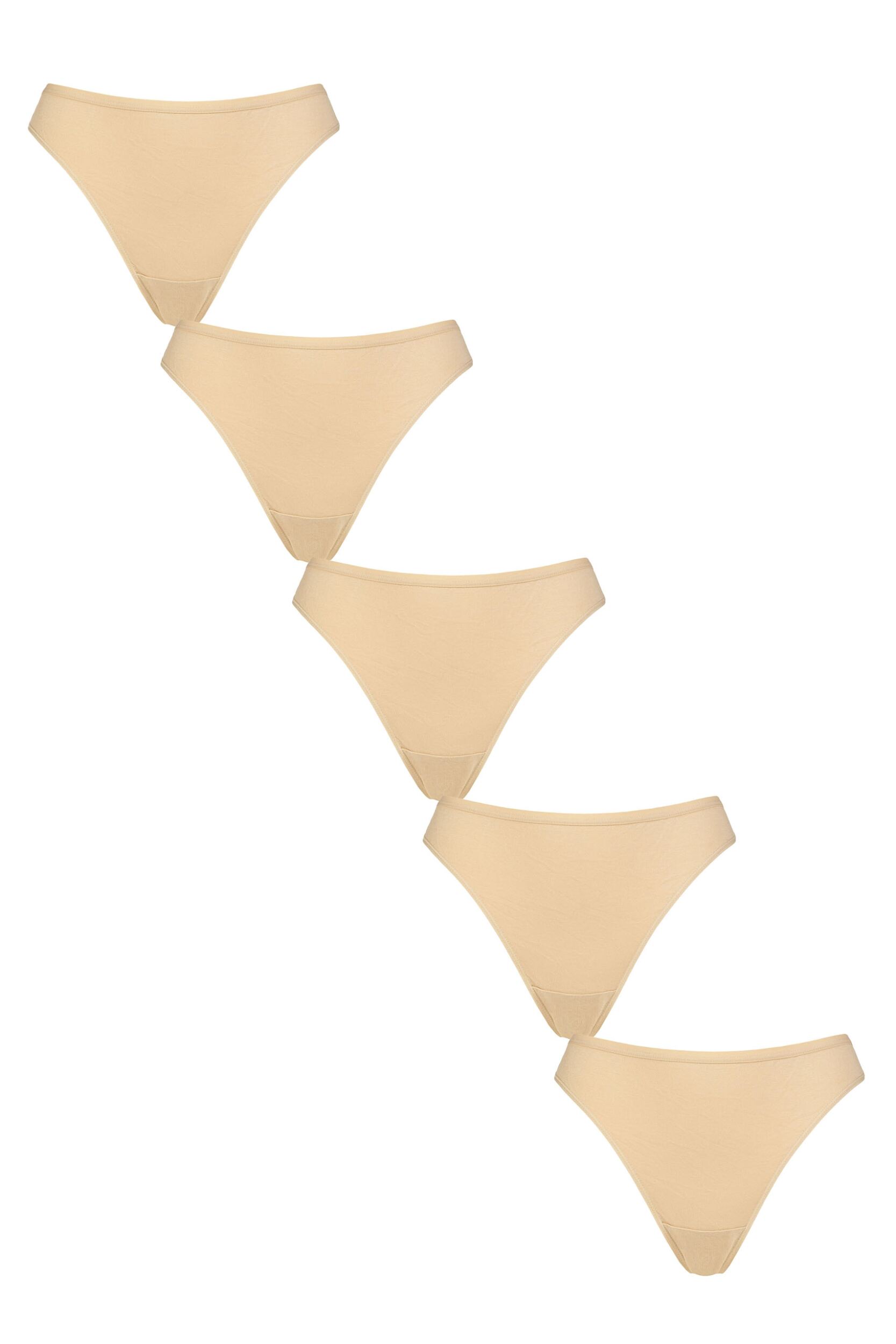 Image of Women's 5 Pair SOCKSHOP Lazy Panda Bamboo Thongs Nude UK 8