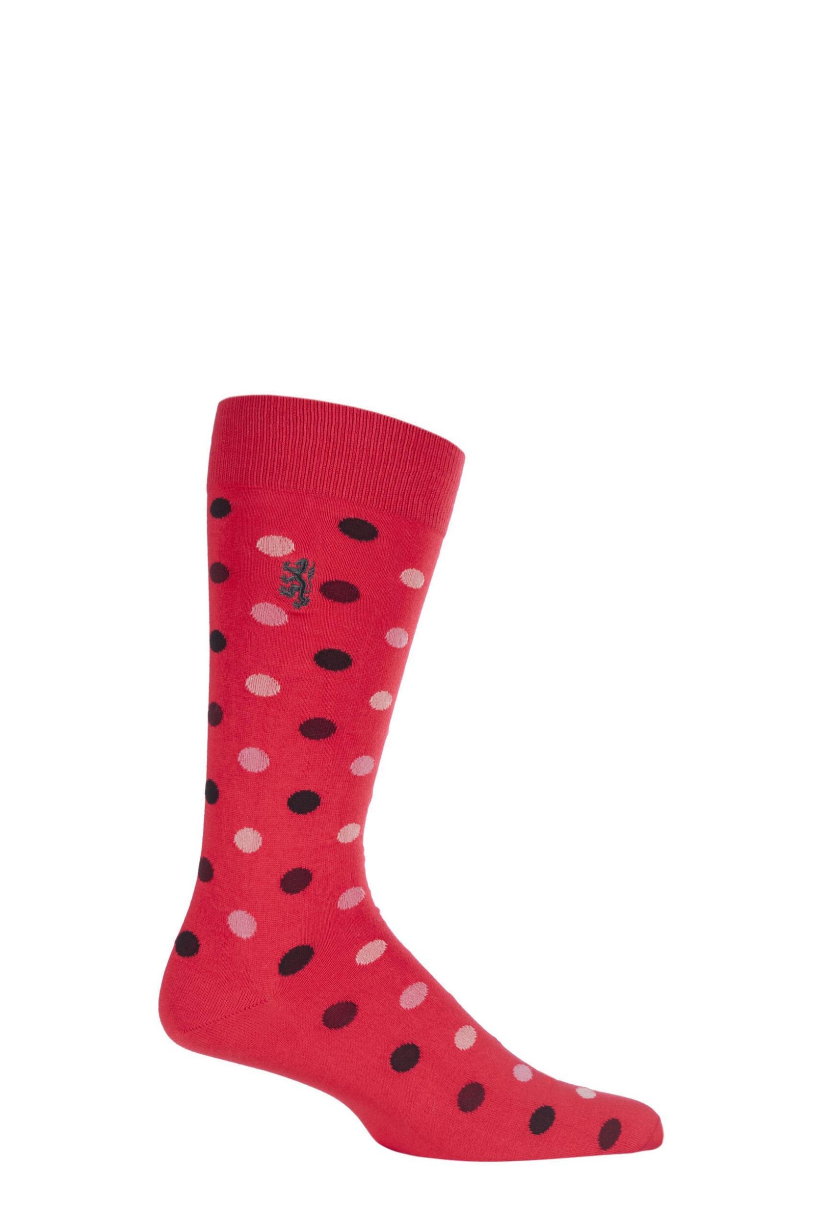 1 Pair Scarlet 80% Sea Island Cotton Spots Socks Men's 6-8.5 Mens - Pringle of Scotland