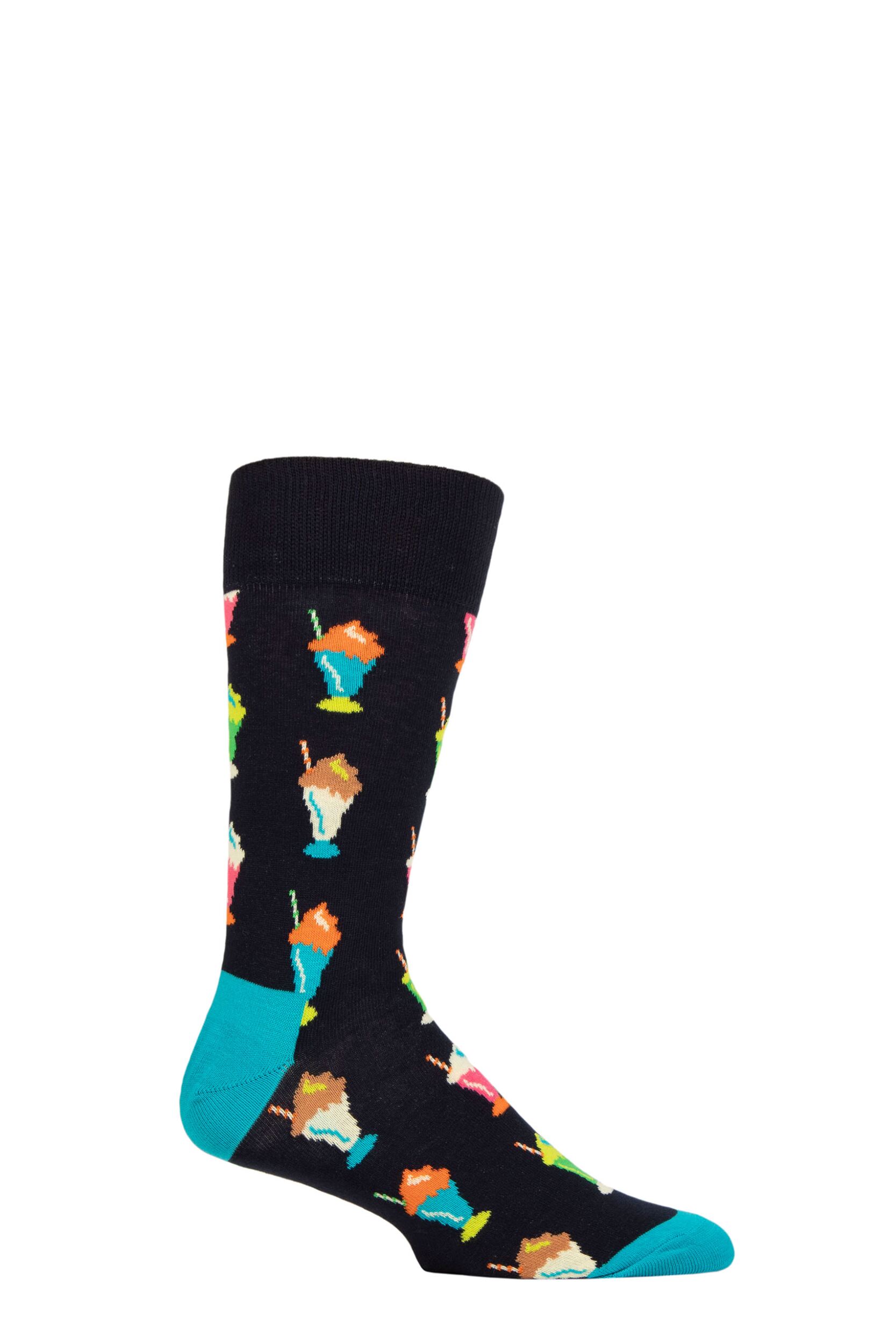 Mens and Women's 1 Pair Happy Socks Milkshake Socks Multi 4-7 Unisex
