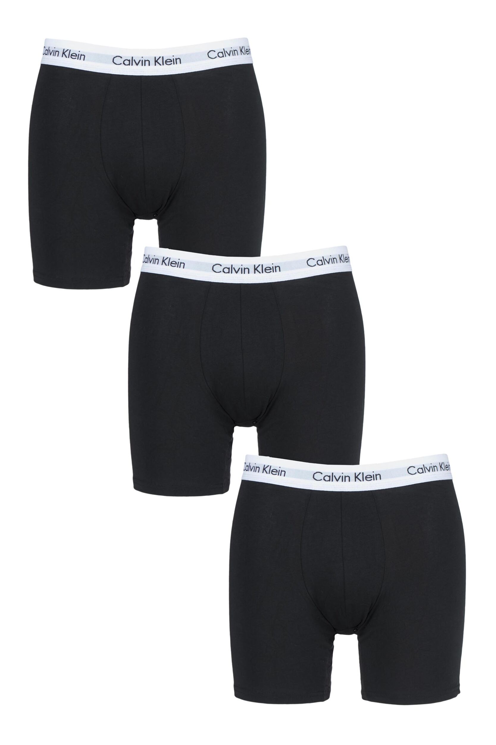 3 Pack Black Cotton Stretch Longer Leg Boxer Brief Shorts Men's Large - Calvin Klein