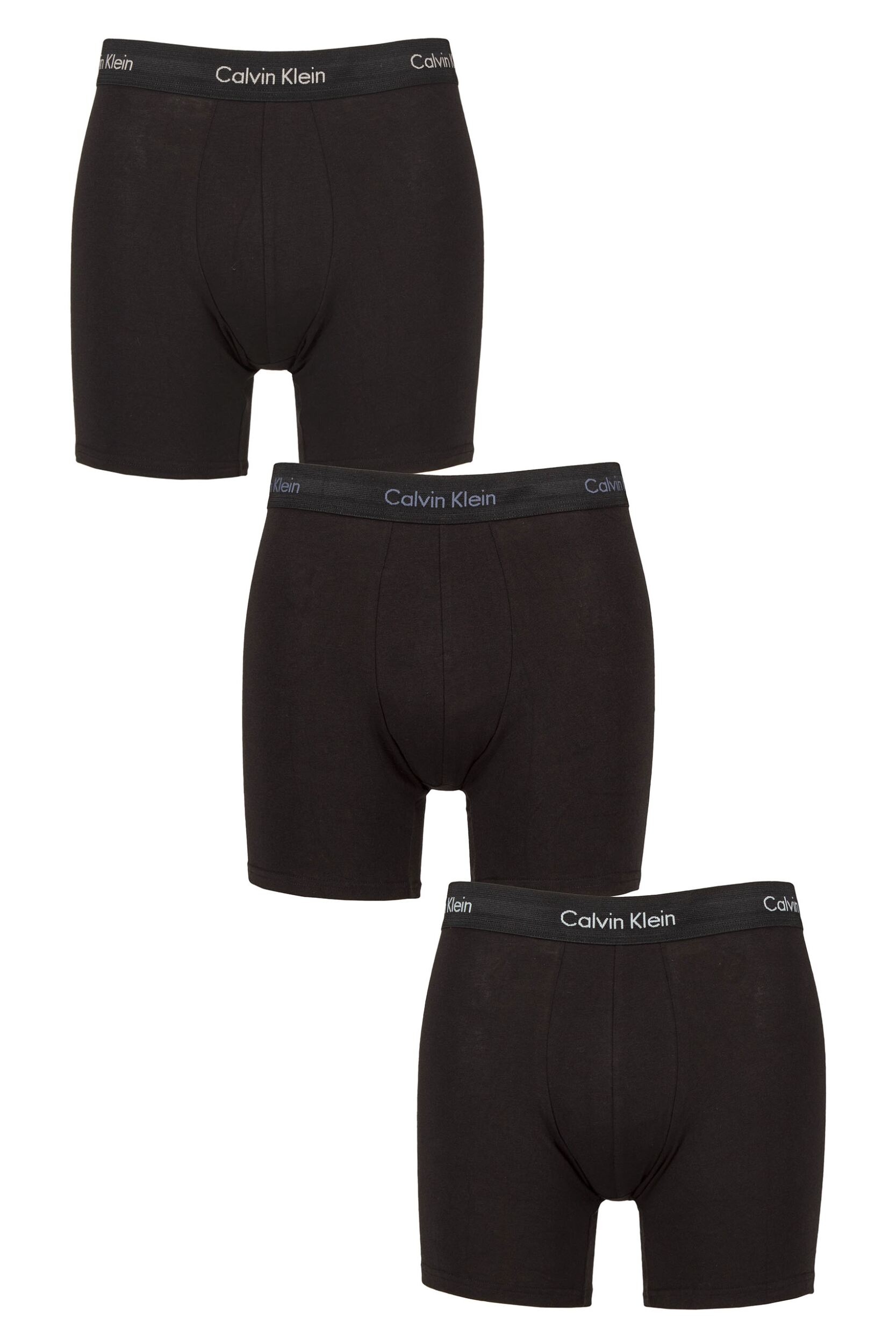 Mens 3 Pack Calvin Klein Cotton Stretch Longer Leg Trunks Ash / Indigo / Blue M