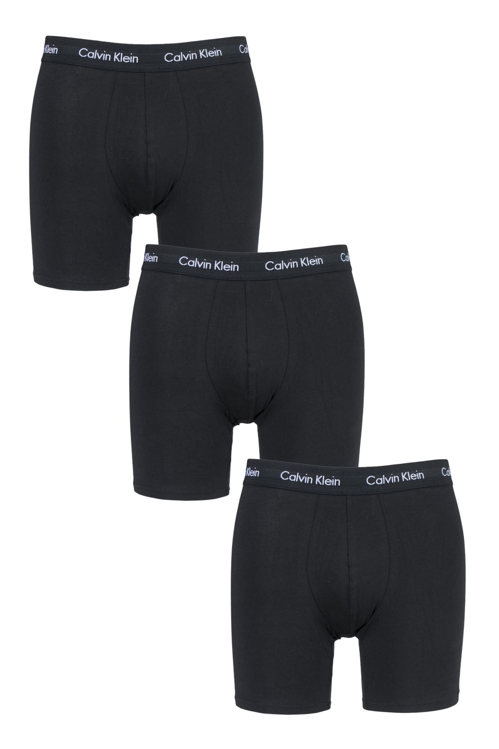 3 Pack Black / Black Cotton Stretch Longer Leg Boxer Brief Shorts Men's Medium - Calvin Klein