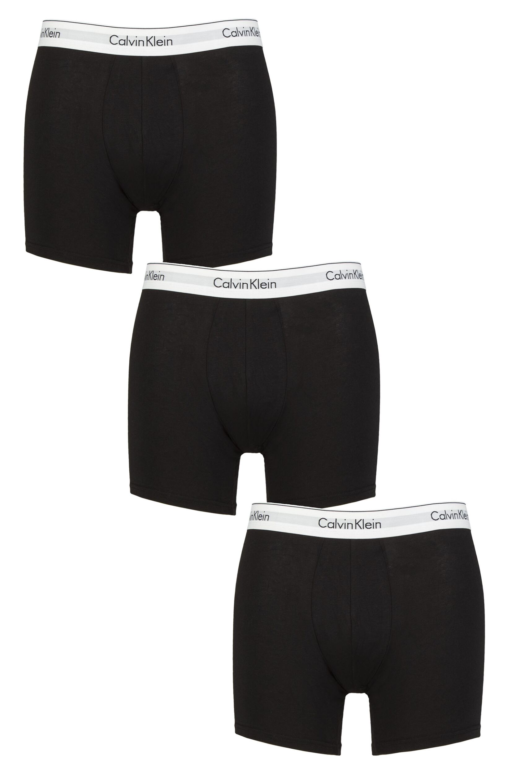 Mens 3 Pack Calvin Klein Cotton Stretch Longer Leg Trunks Black / Black / Blacks XL