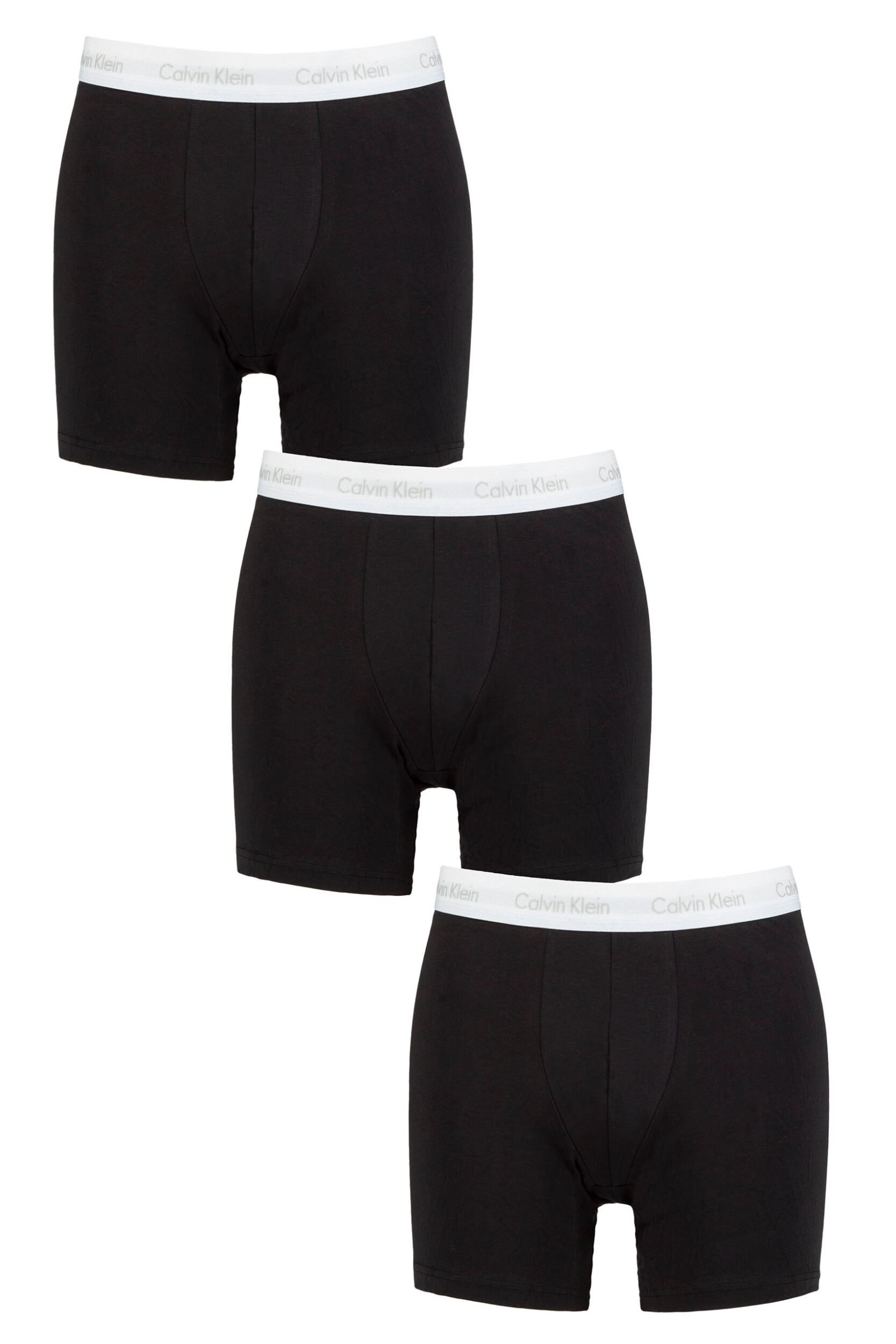 Mens 3 Pack Calvin Klein Cotton Stretch Longer Leg Trunks Black / Grey XXL