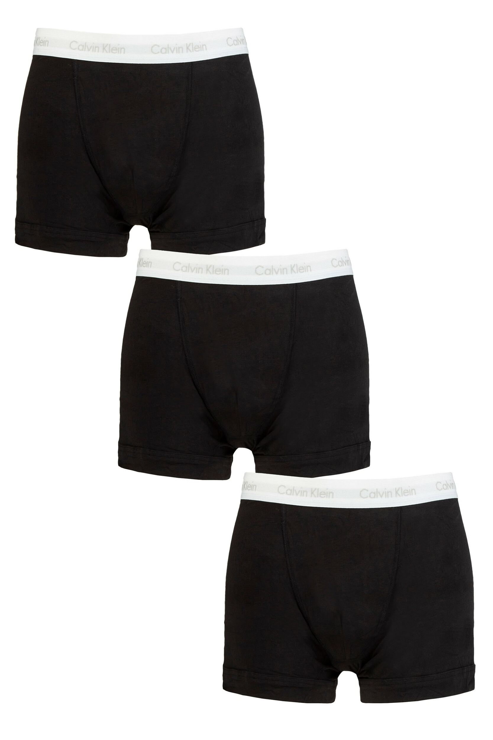Mens 3 Pack Calvin Klein Cotton Stretch Trunks Black / White Grey XXXL