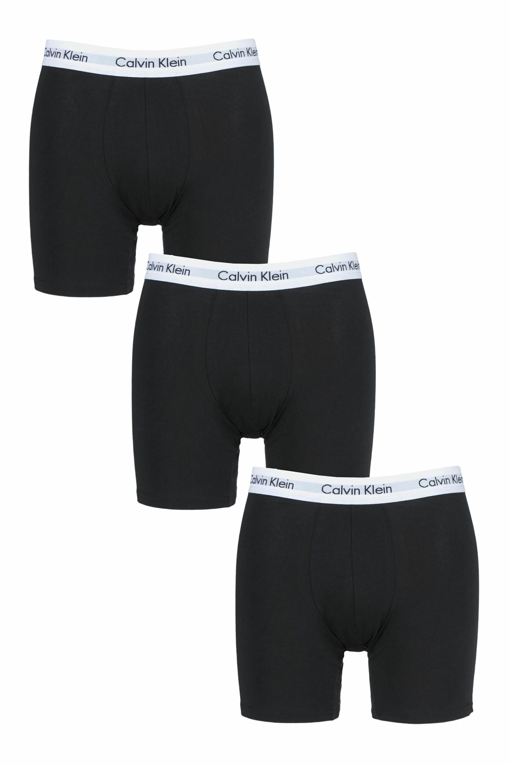 Mens 3 Pack Calvin Klein Cotton Stretch Longer Leg Trunks Black XXL