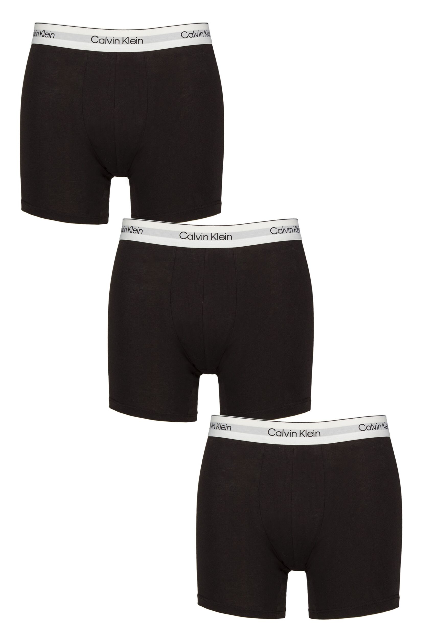 Mens 3 Pack Calvin Klein Cotton Stretch Longer Leg Trunks Blacks / Blacks / Blacks S