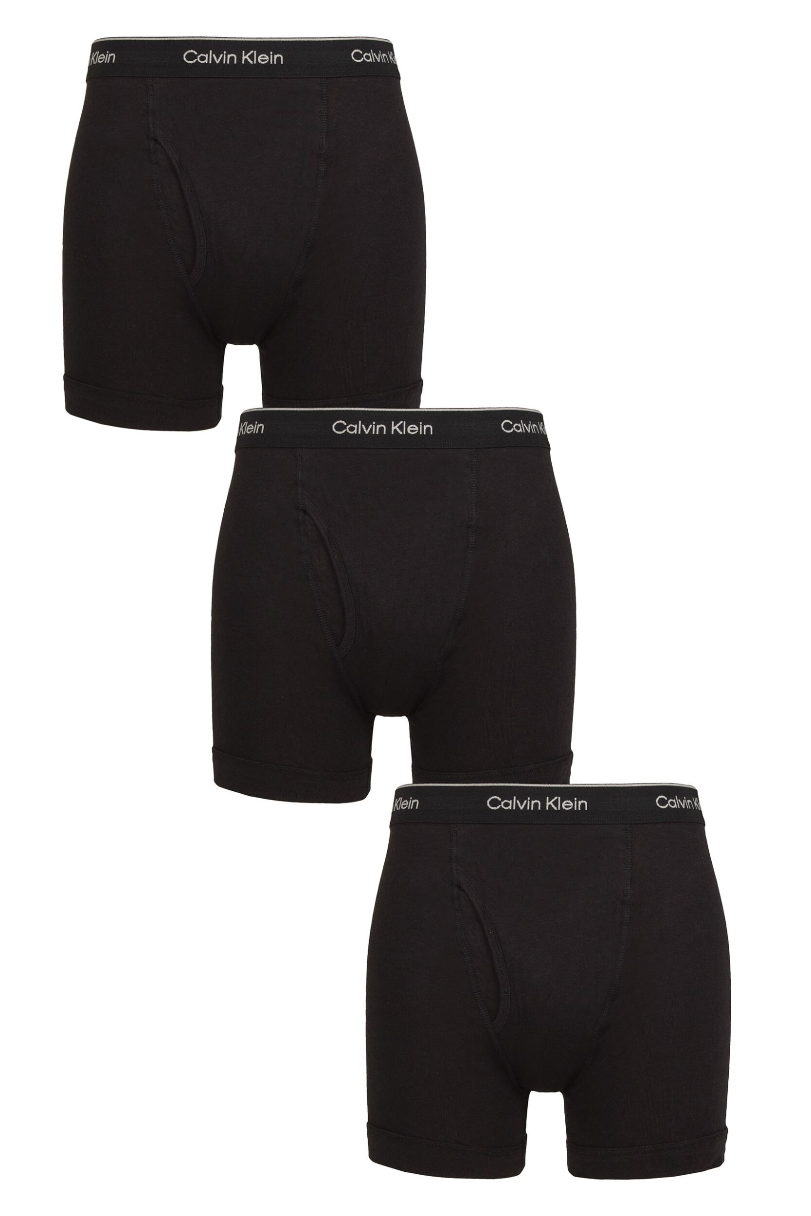 Mens 3 Pack Calvin Klein 100% Cotton Classic Fit Boxer Briefs Black / Black / Black M