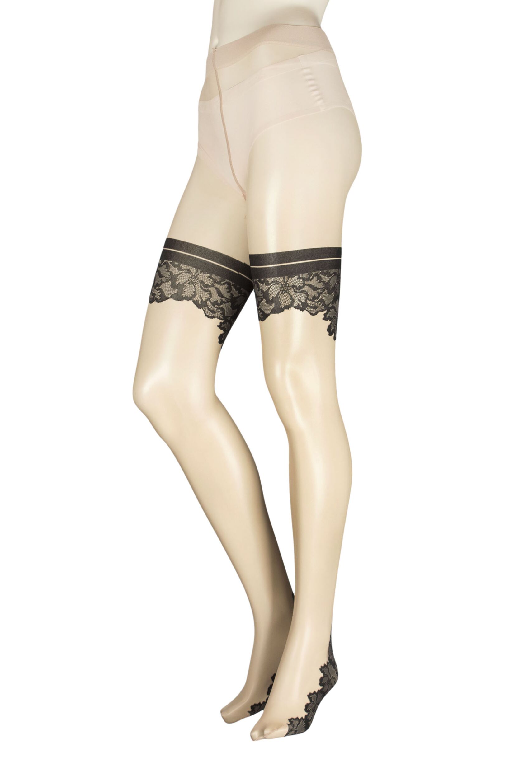 Image of Ladies  Pair Trasparenze Ninfa Mock Hold Up Backseamed Tights Cosmetic Small