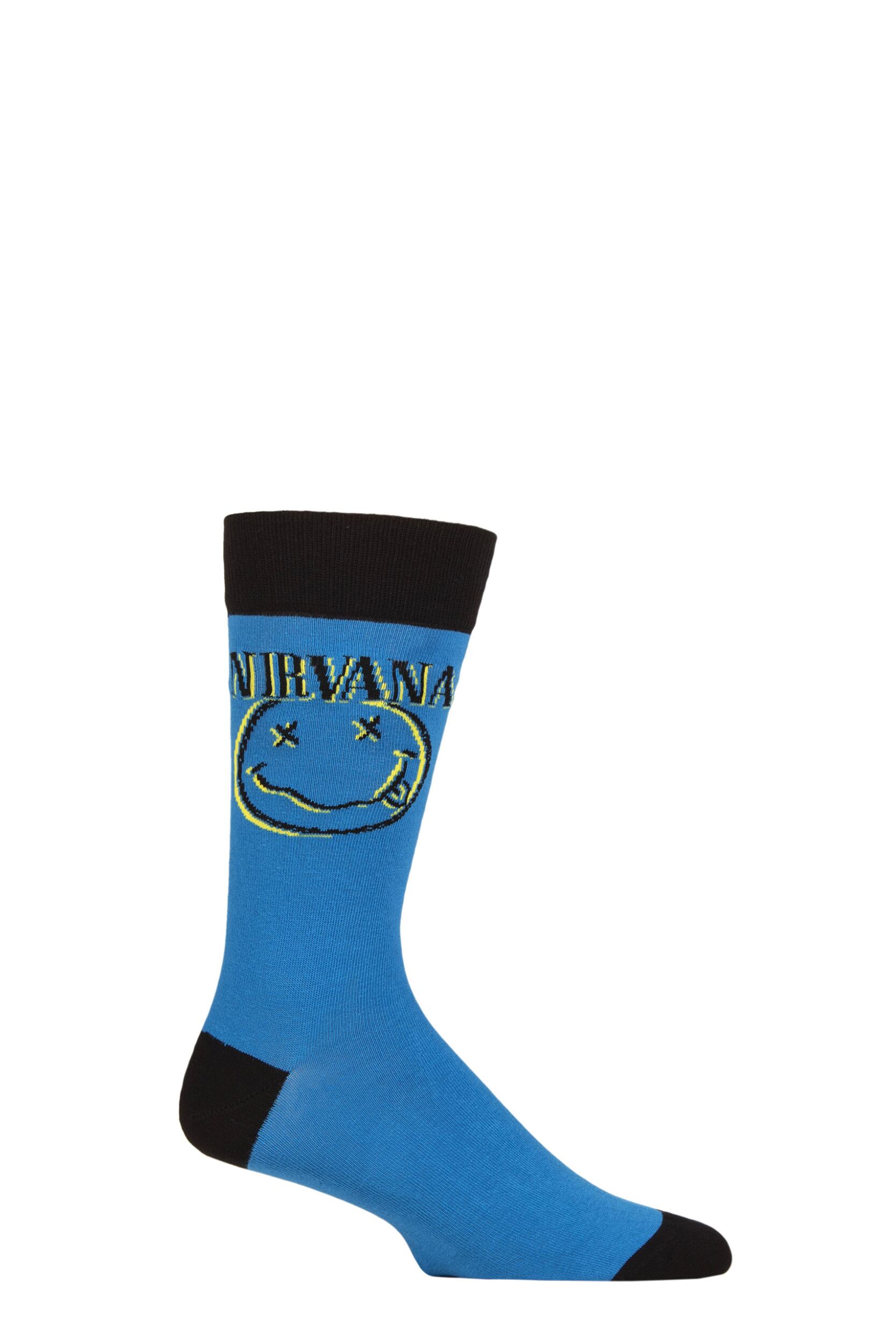 SOCKSHOP Music Collection 1 Pair Nirvana Cotton Socks Inverse Happy Face One Size