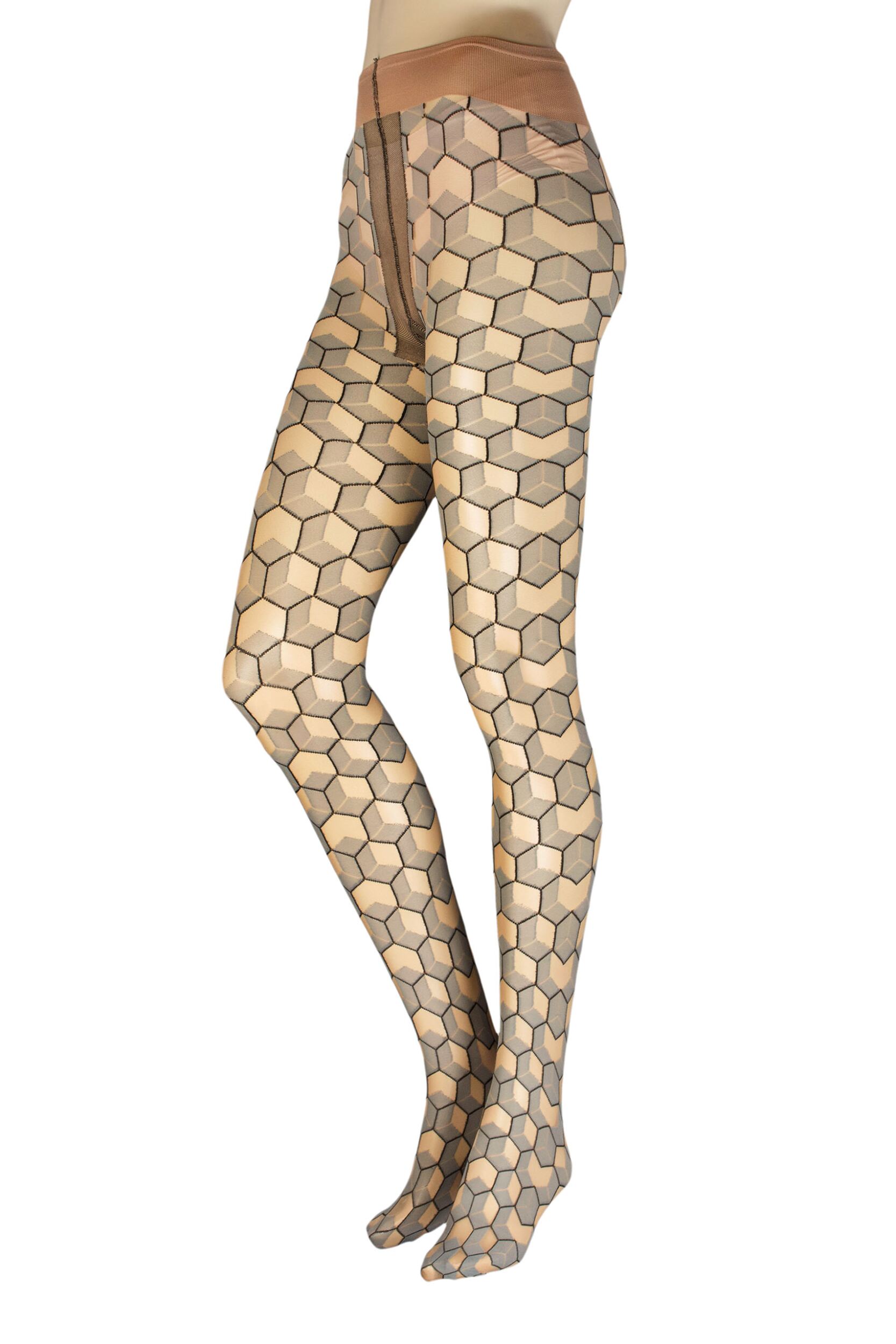 Ladies 1 Pair Trasparenze Origan Geometric Tights Cosmetic Extra Large