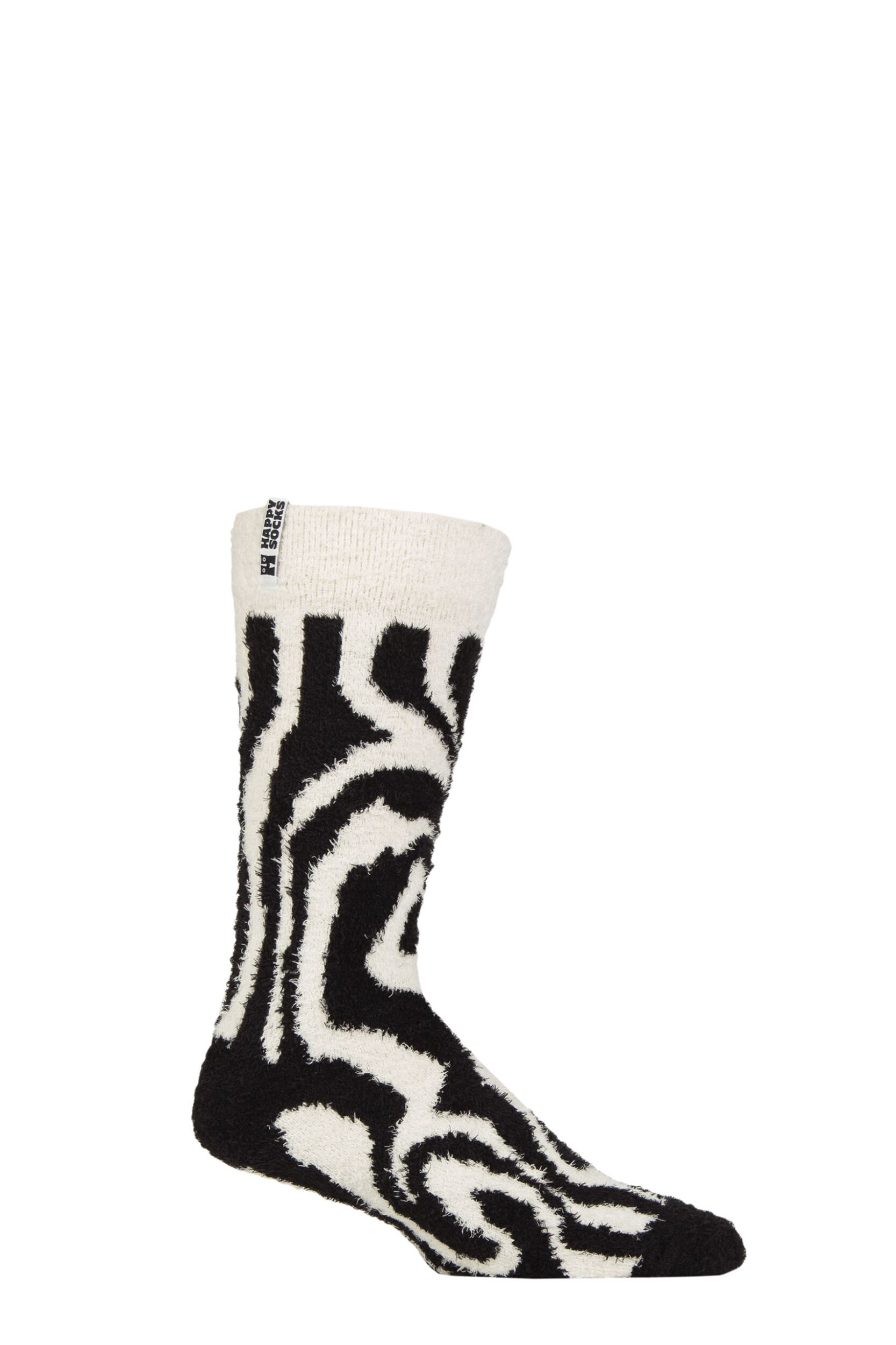 Happy Socks 1 Pair Fluffy Zebra Patterned Socks Zebra 7.5-11.5 Unisex