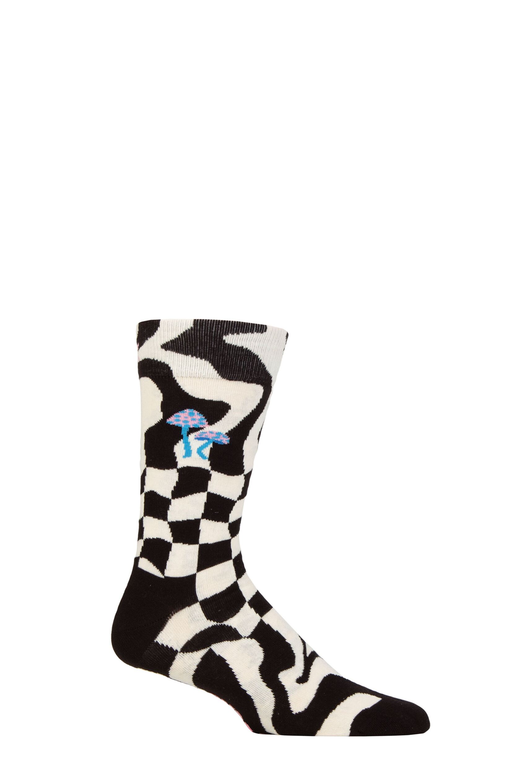 Happy Socks 1 Pair Distorted Check Cotton Socks Check 4-7 Unisex
