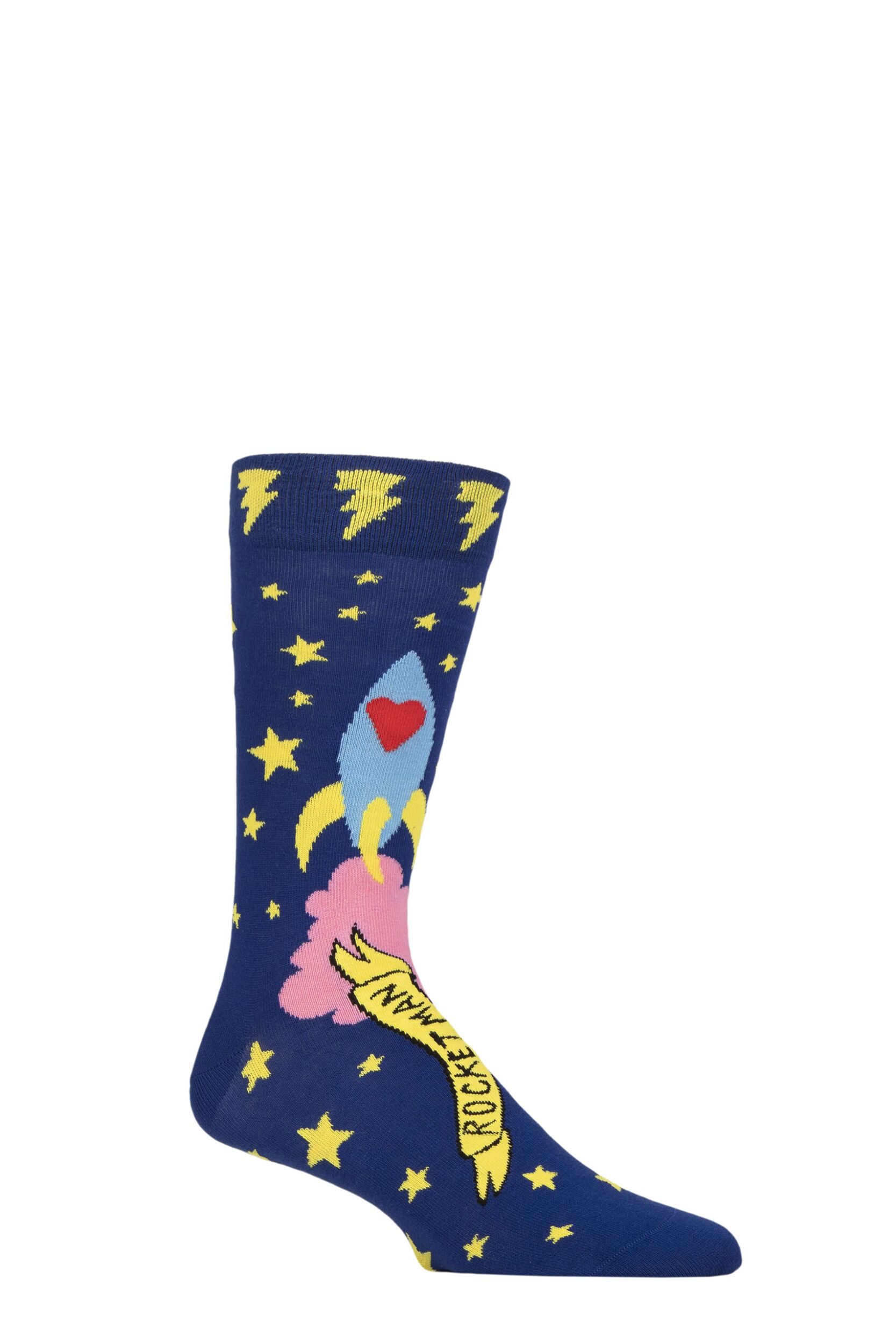 Mens and Women's 1 Pair Happy Socks Elton John Rocket Man Socks Blue 7.5-11.5 Unisex