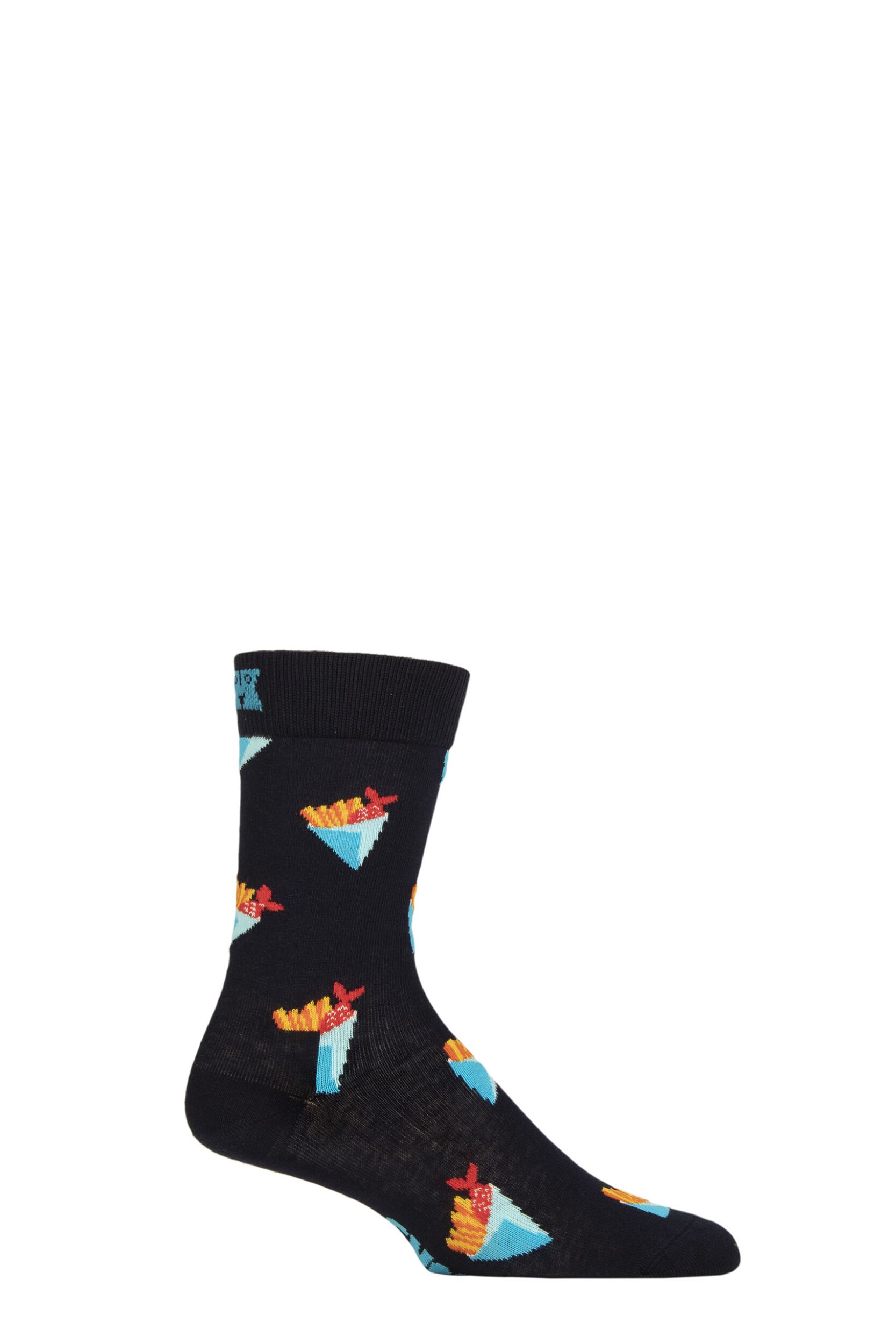 Mens and Women's 1 Pair Happy Socks London Edition Fish and Chips Socks Navy 7.5-11.5 Unisex