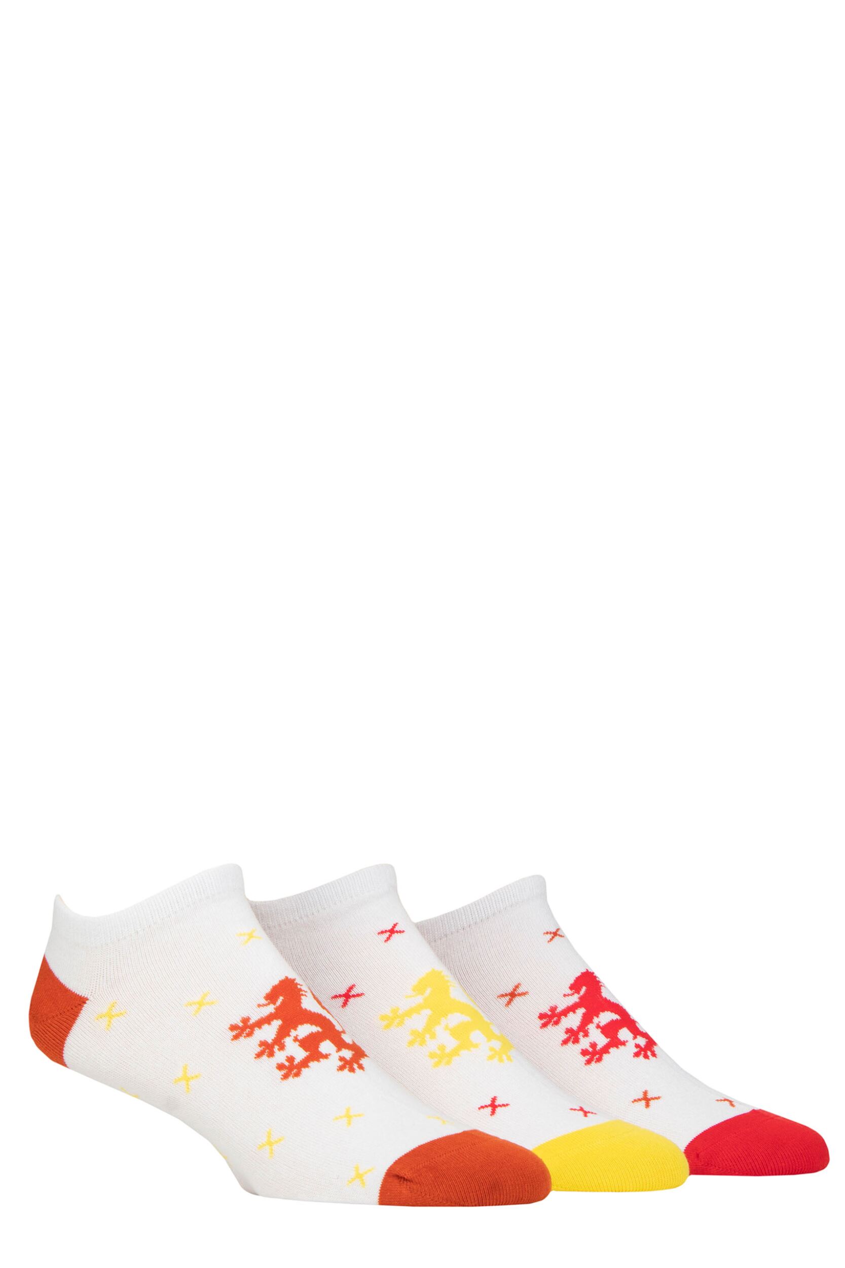 Mens 3 Pair Pringle Plain and Patterned Cotton Secret Socks White X Pattern 7-11 Mens