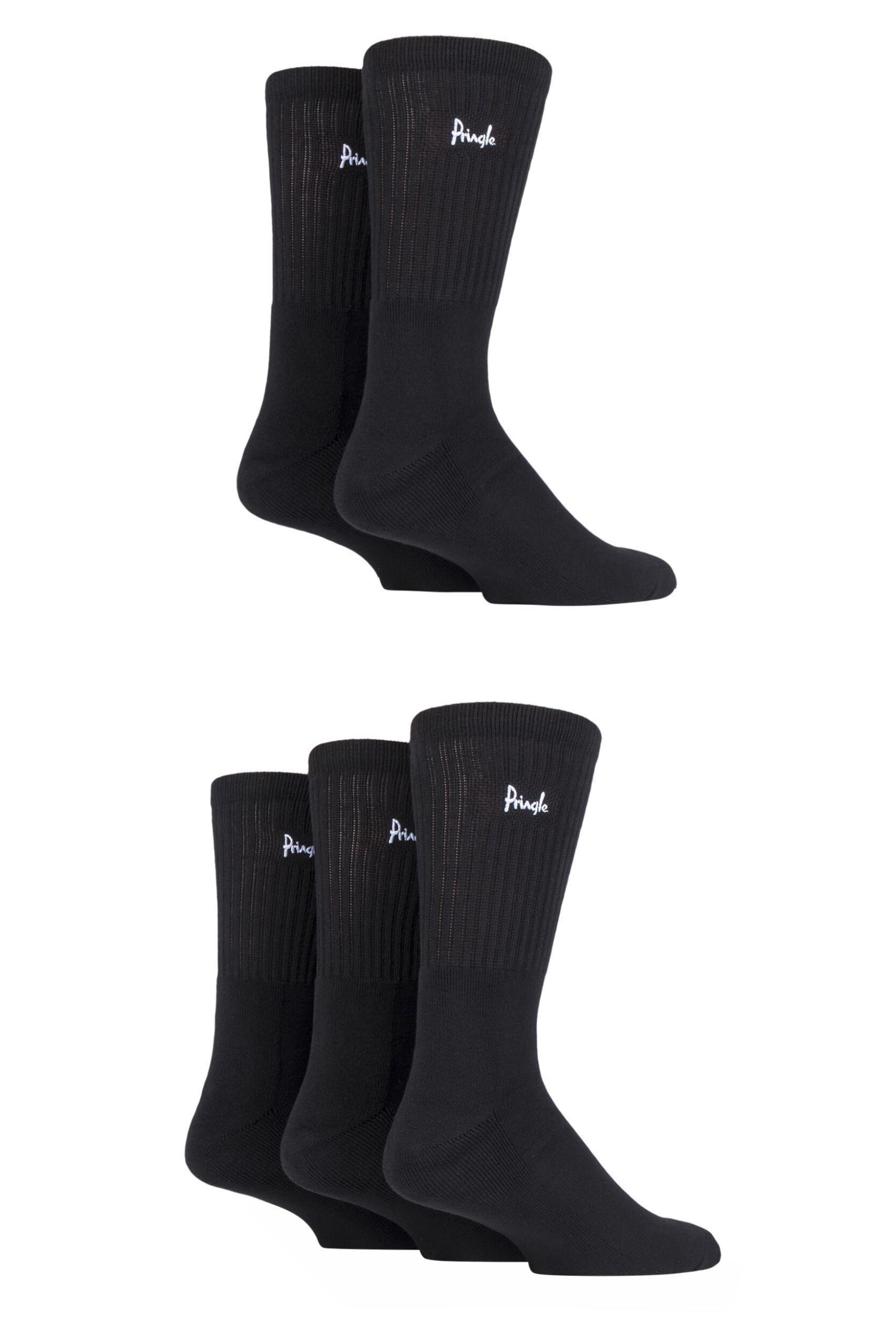 5 Pair Black Half Cushioned Sports Socks Men's 7-11 Mens - Pringle