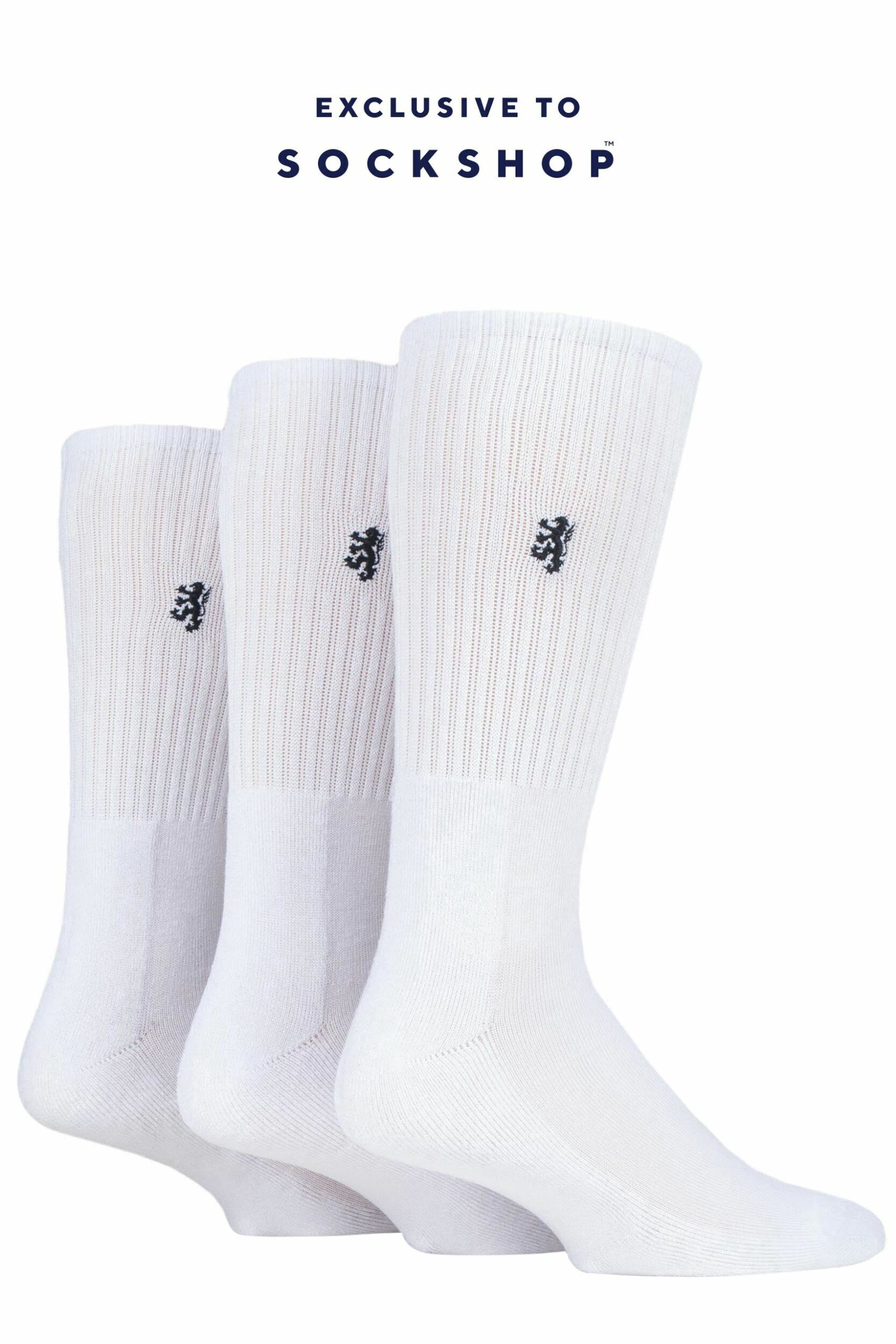 3 Pair White Bamboo Cushioned Sports Socks Exclusive To SockShop Men's 7-11 Mens - Pringle