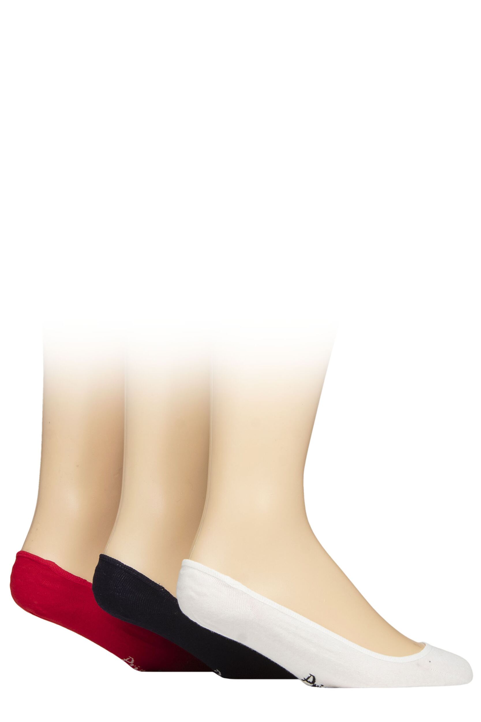 3 Pair White / Navy / Red Gourock Cotton Invisible Shoe Liners Men's 7-11 Mens - Pringle