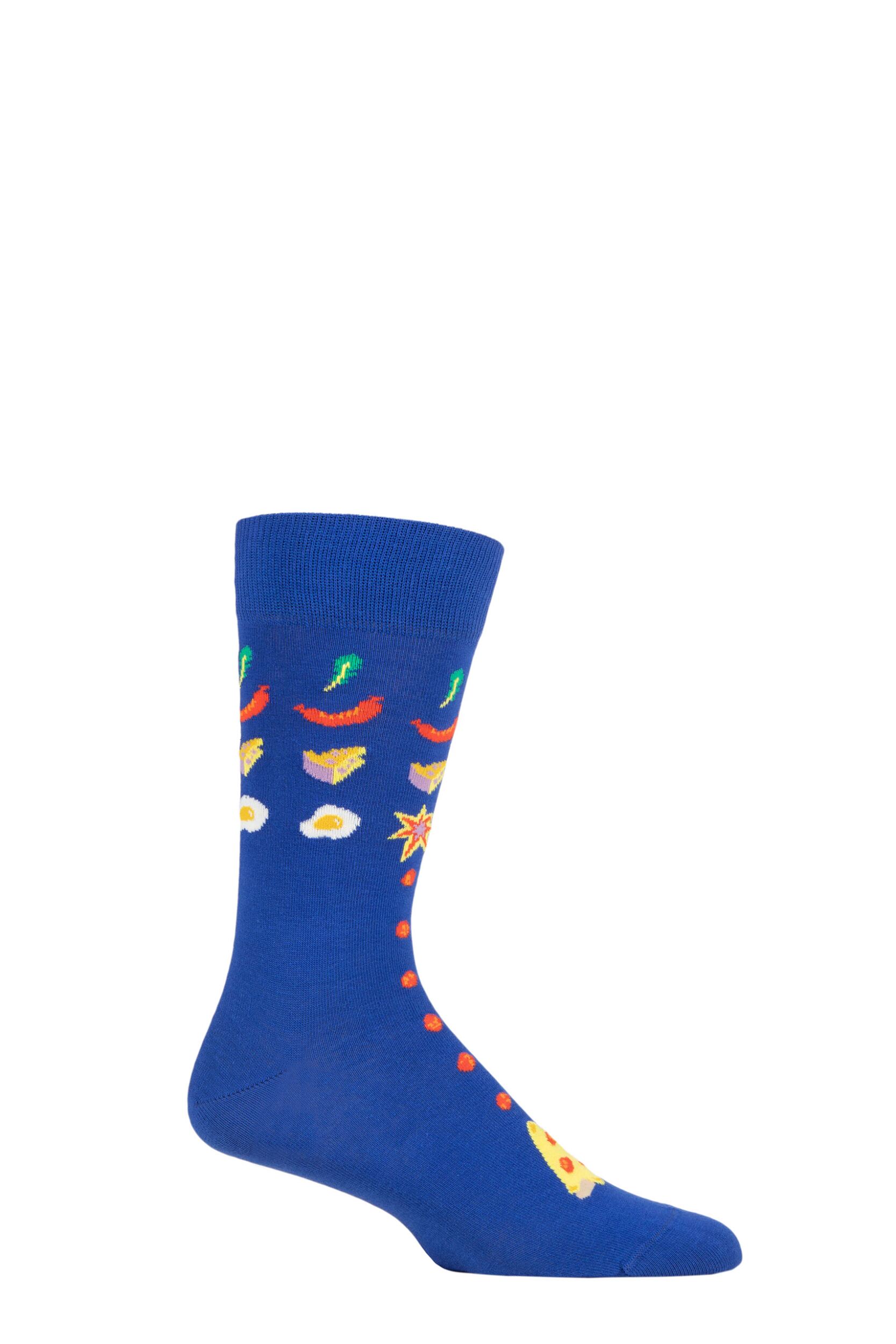 Happy Socks 1 Pair Pizza Invaders Socks Blue 4-7 Unisex