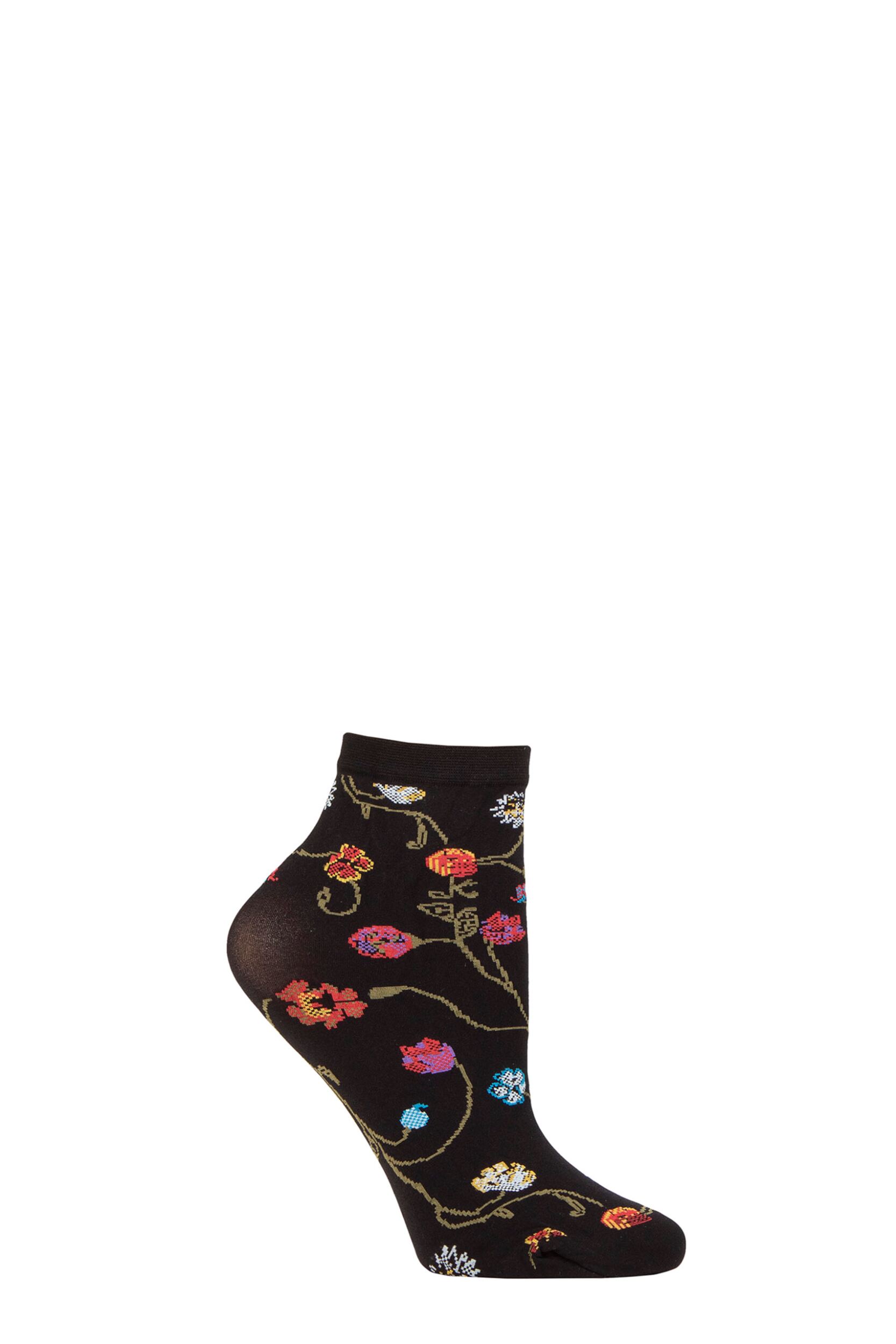 Women's 1 Pair Trasparenze Platino Floral Patterned Socks Black One Size