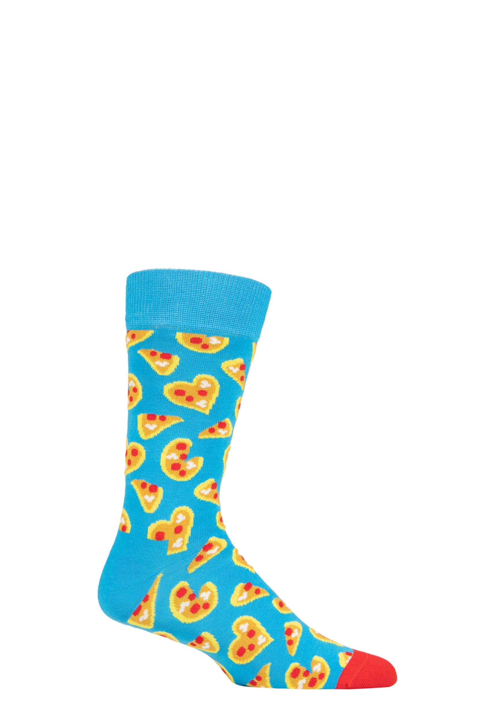 Happy Socks 1 Pair Pizza Love Socks Blue 4-7 Unisex