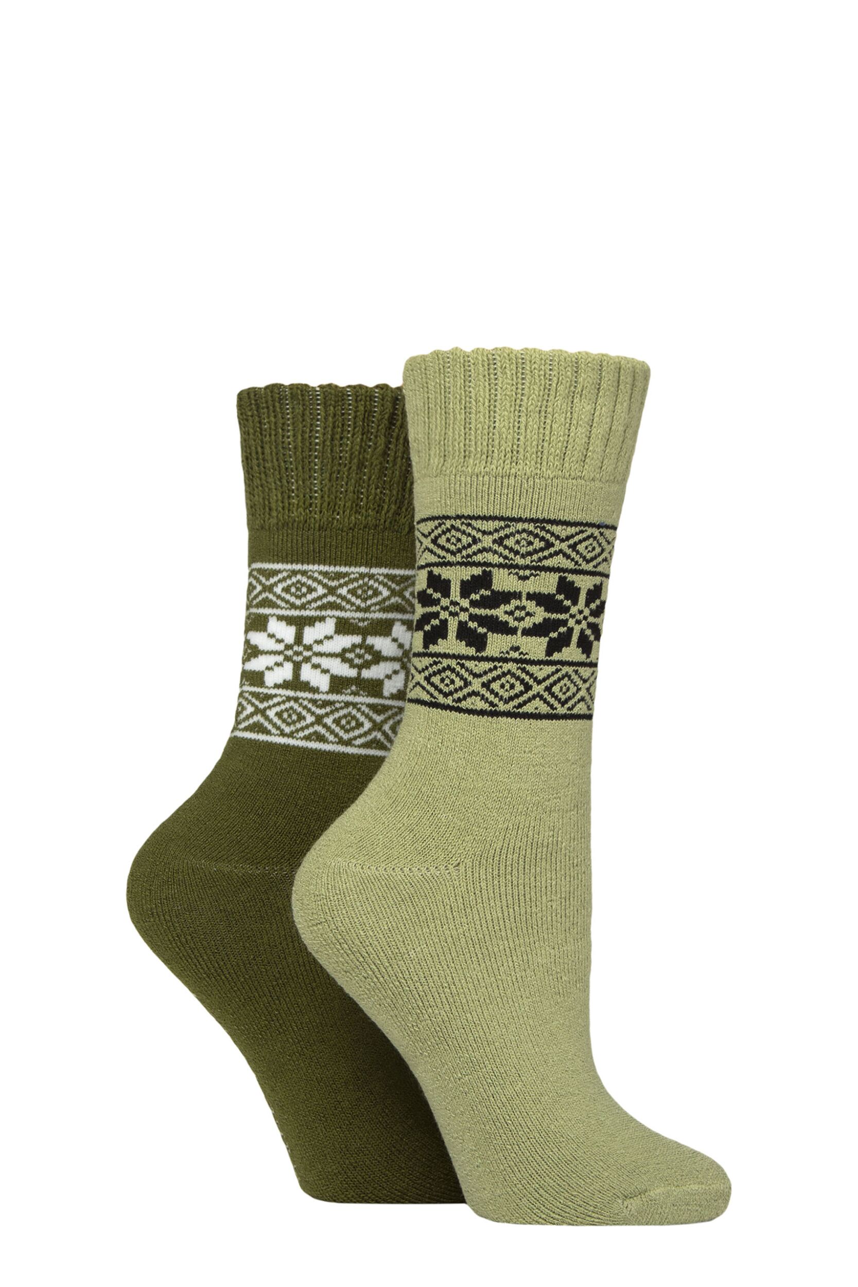 Image of Women's 2 Pair SOCKSHOP Wildfeet Thermal Socks Green 4-8