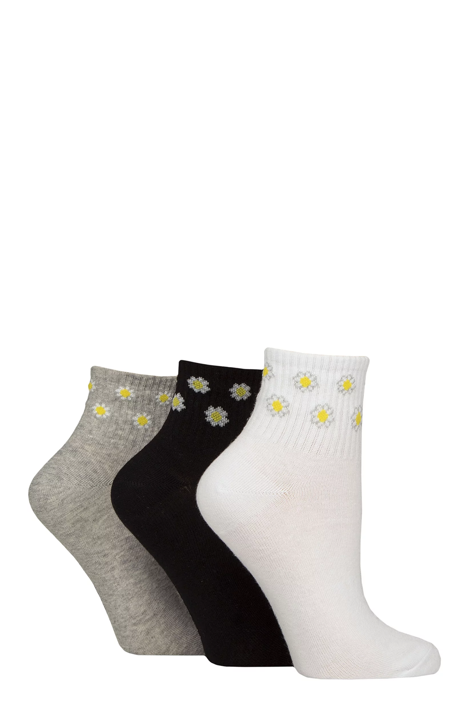 Women's 3 Pair SOCKSHOP Wildfeet Plain Mid Cut Ribbed Crew Socks Flowers 4-8 Women'