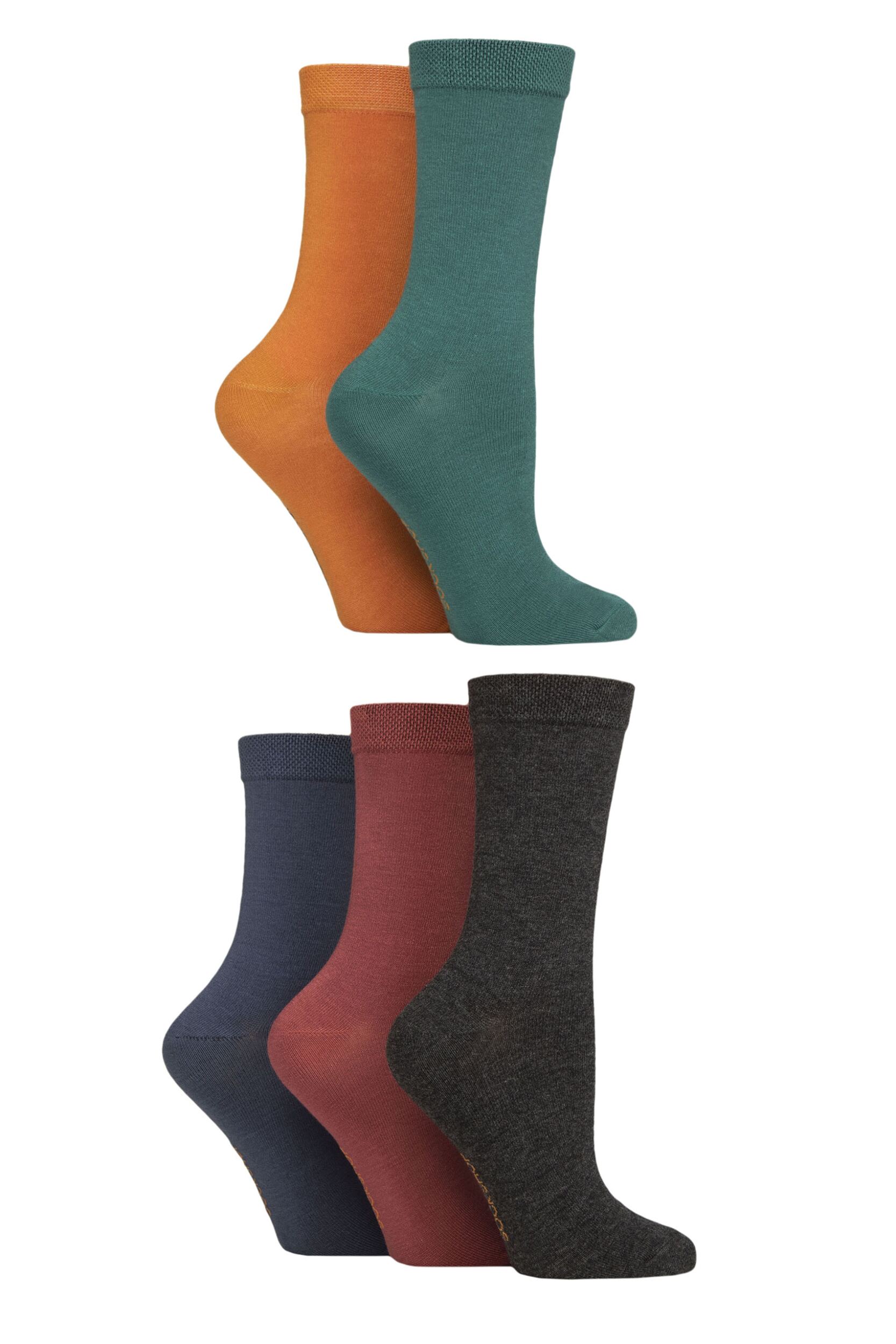 Women's 5 Pair SOCKSHOP Plain, Patterned and Striped Bamboo Socks Plain Autumn 4-8