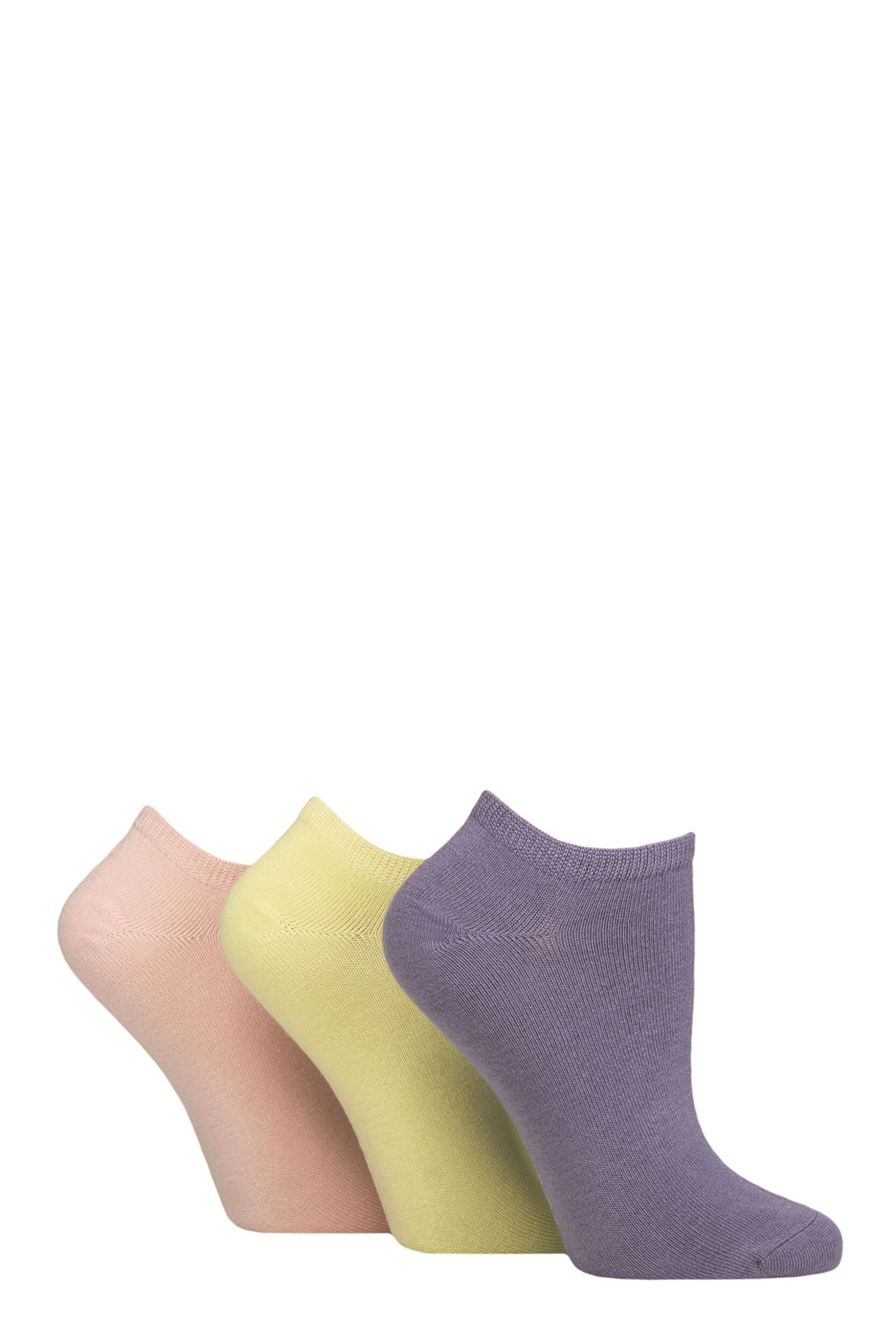 Image of Women's 3 Pair SOCKSHOP Bamboo Trainer Socks with Smooth Toe Seams Sicilian Blush Plain 4-8