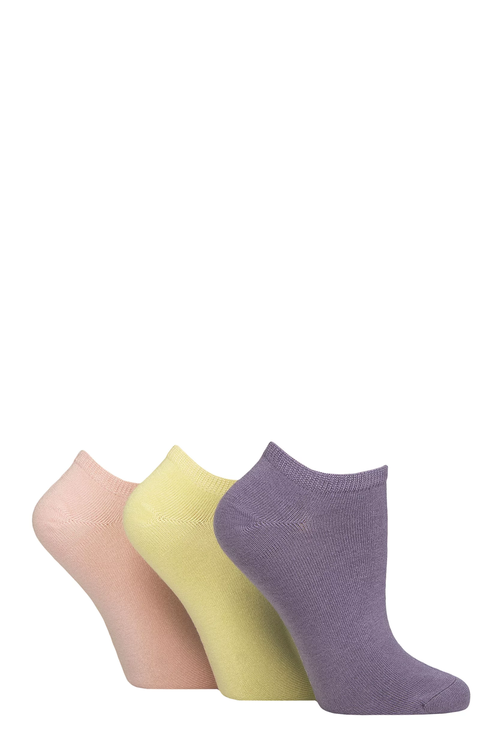 Women's 3 Pair SOCKSHOP Bamboo Trainer Socks with Smooth Toe Seams Sicilian Blush Plain 4