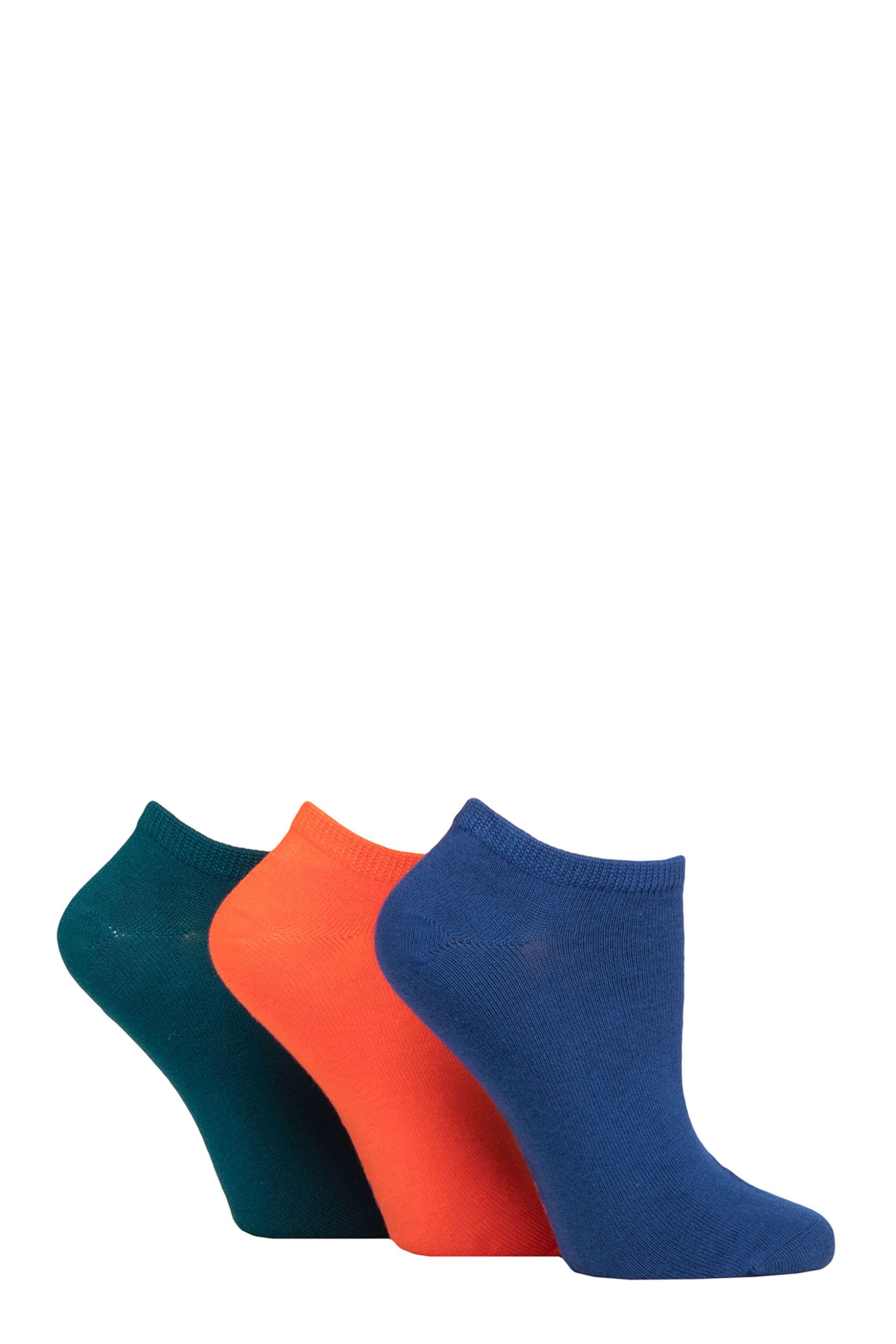 Women's 3 Pair SOCKSHOP Bamboo Trainer Socks with Smooth Toe Seams Mandarin Plain 4-8