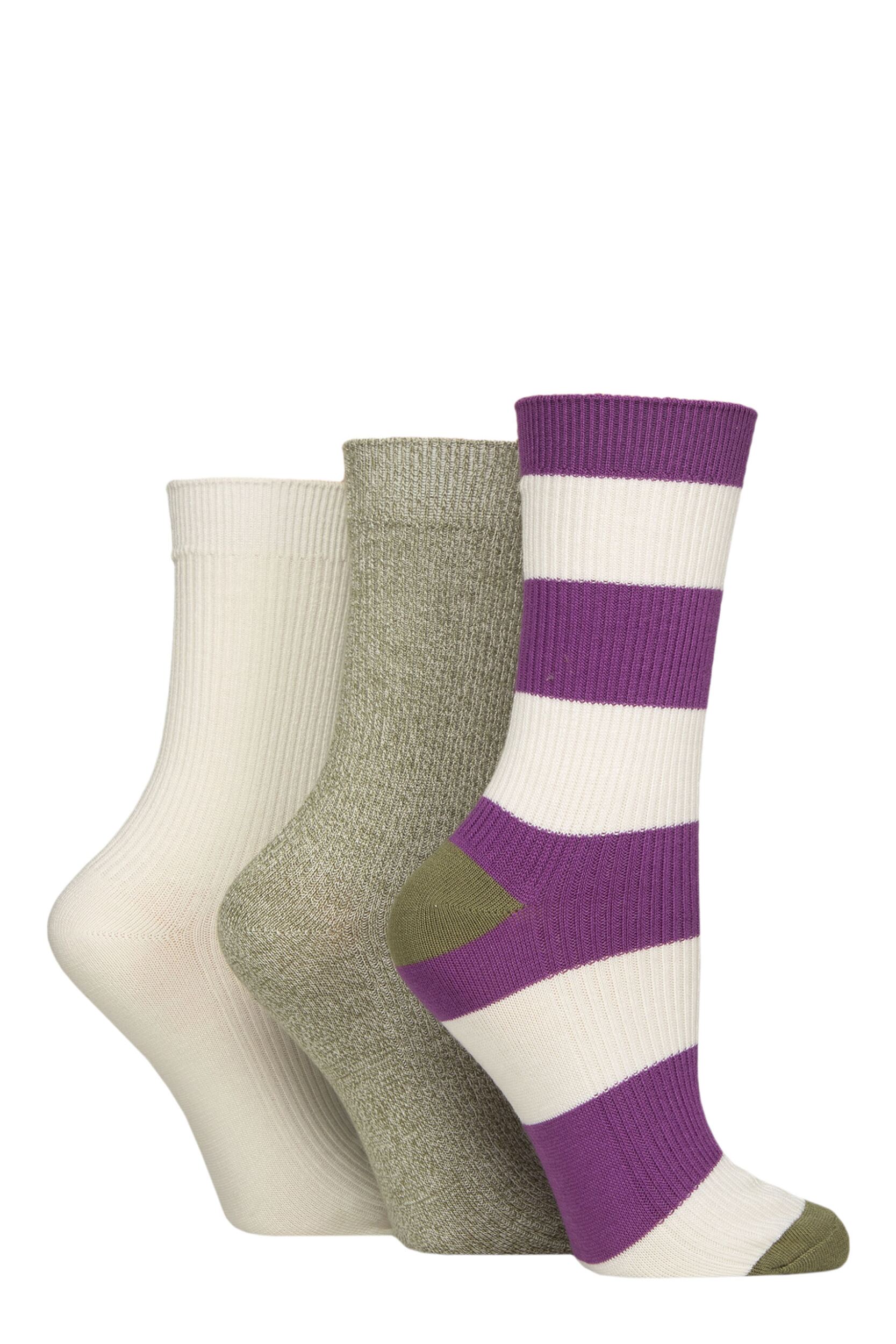 Image of Women's 3 Pair SOCKSHOP Bamboo Ribbed Socks Wild Terrain 4-8