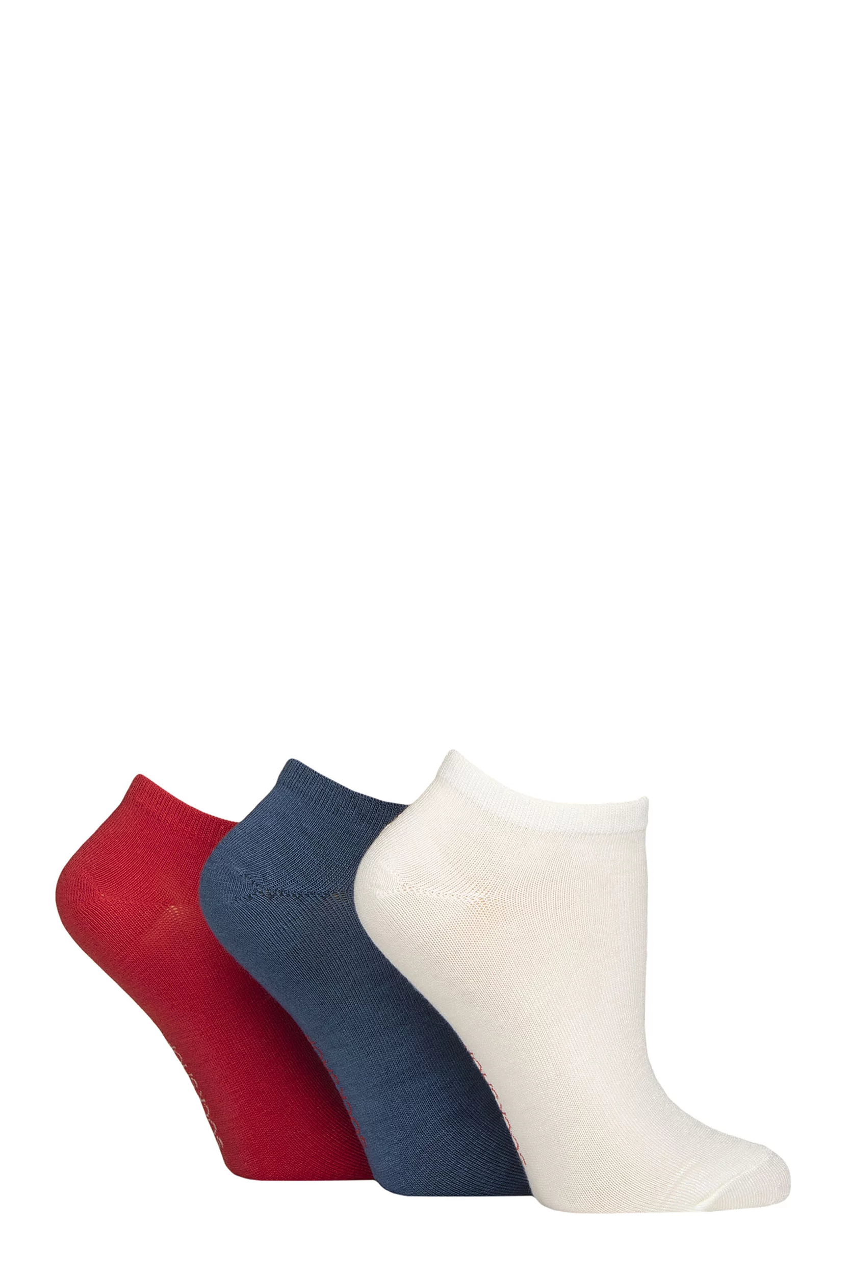 Women's 3 Pair SOCKSHOP Patterned, Striped, Plain, Ribbed and Mesh Bamboo Trainer Socks Nautical Plain 4