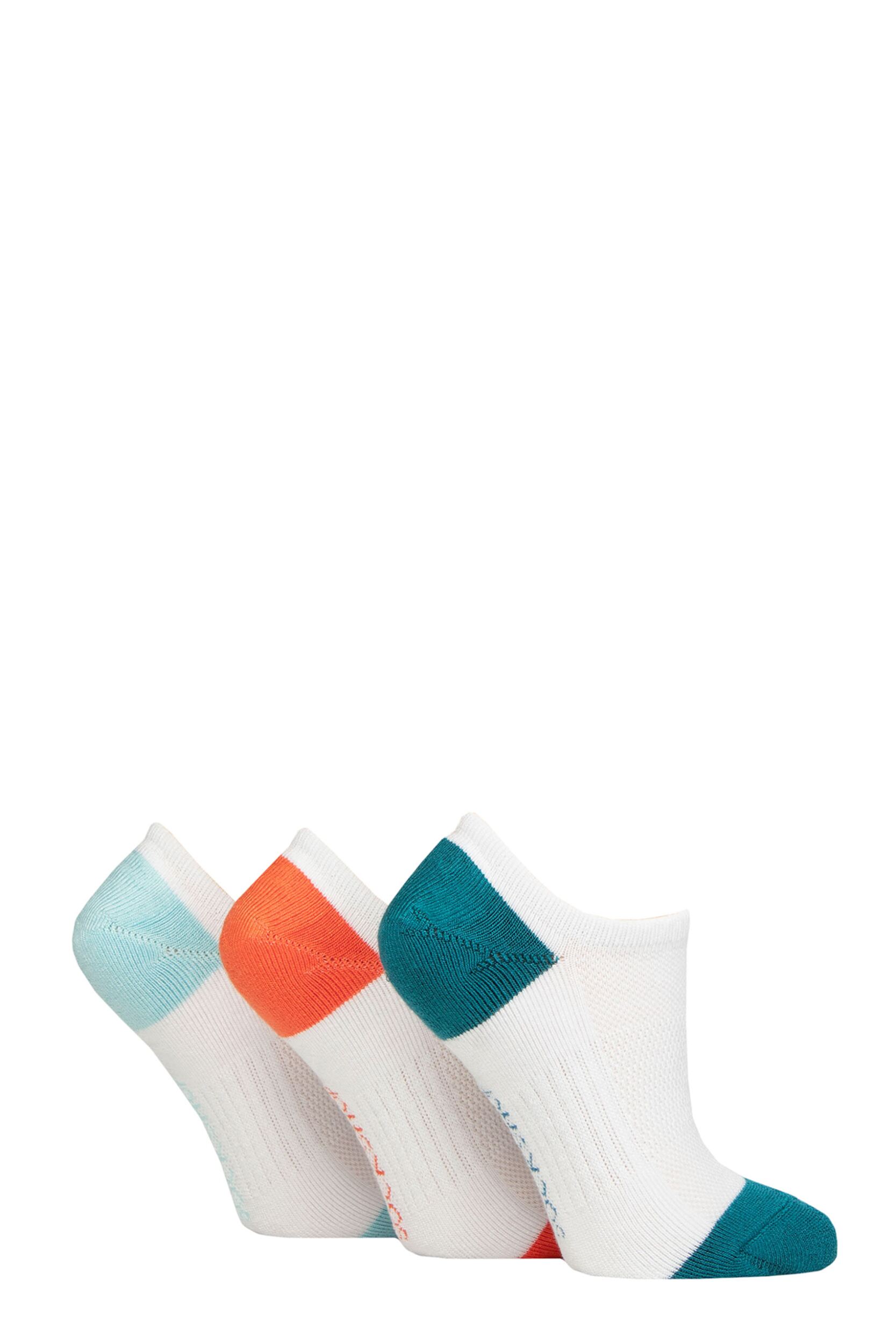 Women's 3 Pair SOCKSHOP Half Cushioned Bamboo No Show Socks Mandarin Contrast 4-8