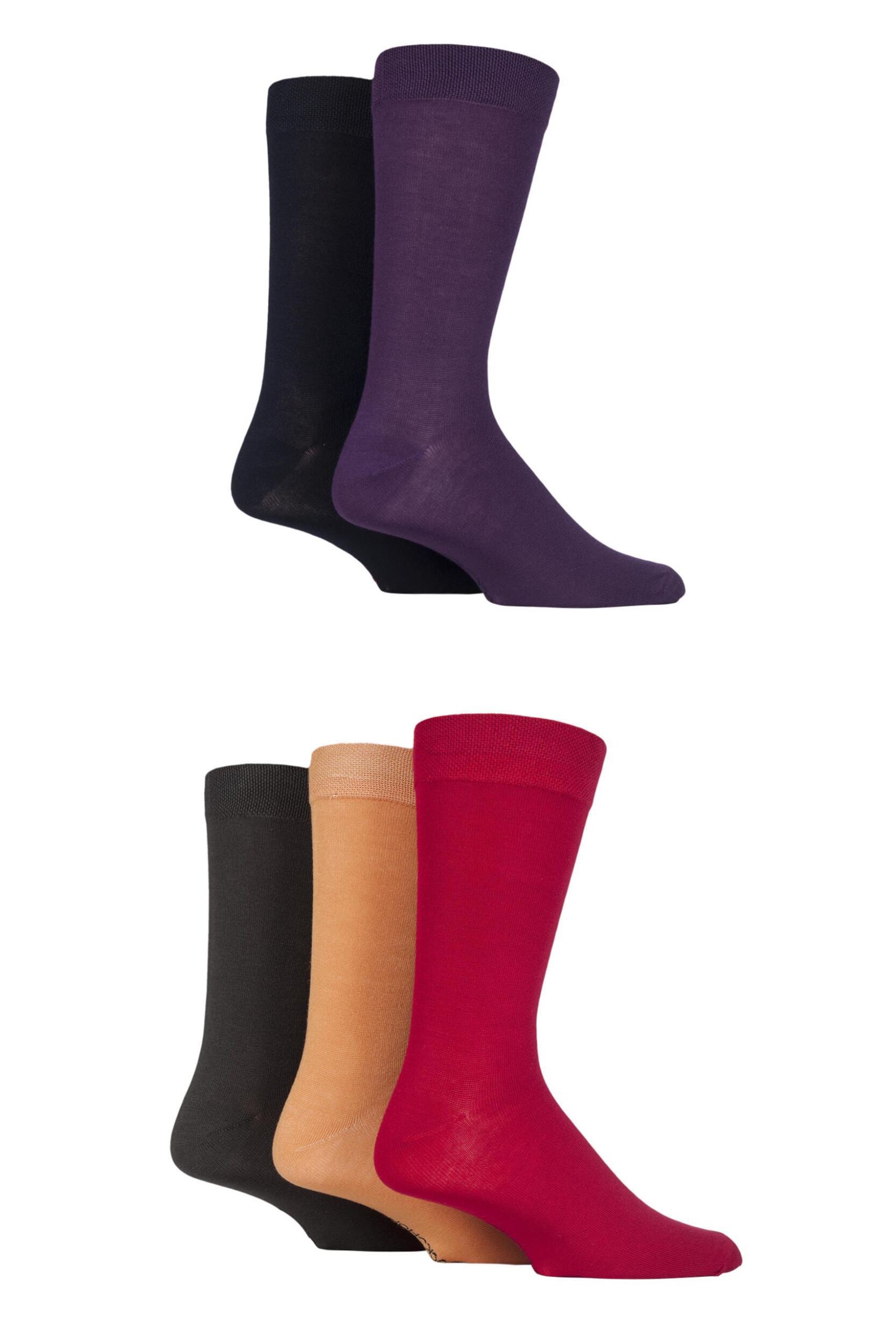 5 Pair Fashion Cols Plain Bamboo Socks Men's 7-11 Mens - SOCKSHOP