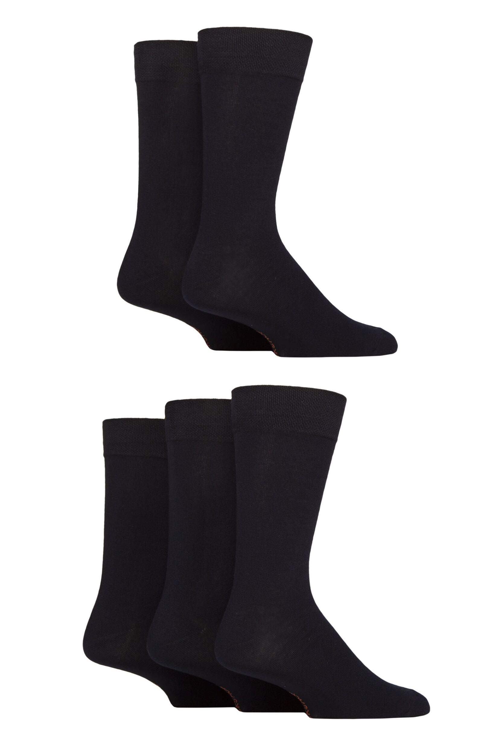 Image of Mens 5 Pair SOCKSHOP Plain, Striped and Patterned Bamboo Socks Navy Plain 7-11