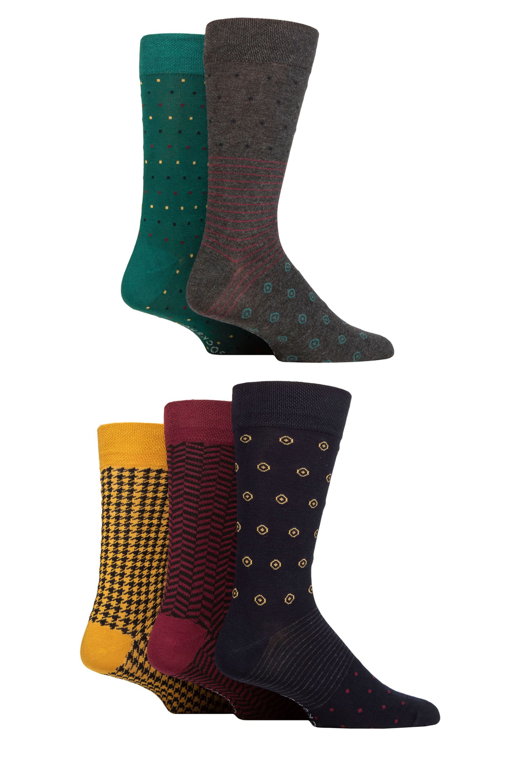 Mens 5 Pair SOCKSHOP Plain, Striped and Patterned Bamboo Socks Royals Mix 7-11